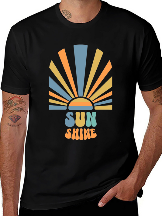 Retro Sunshine Graphic Black T-Shirt