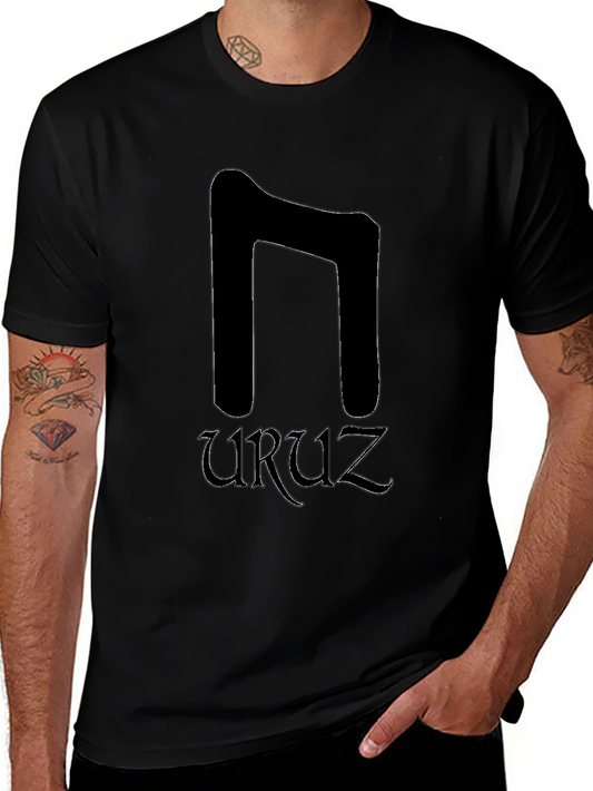 Uruz Rune Black T-Shirt - Viking Symbol Tee