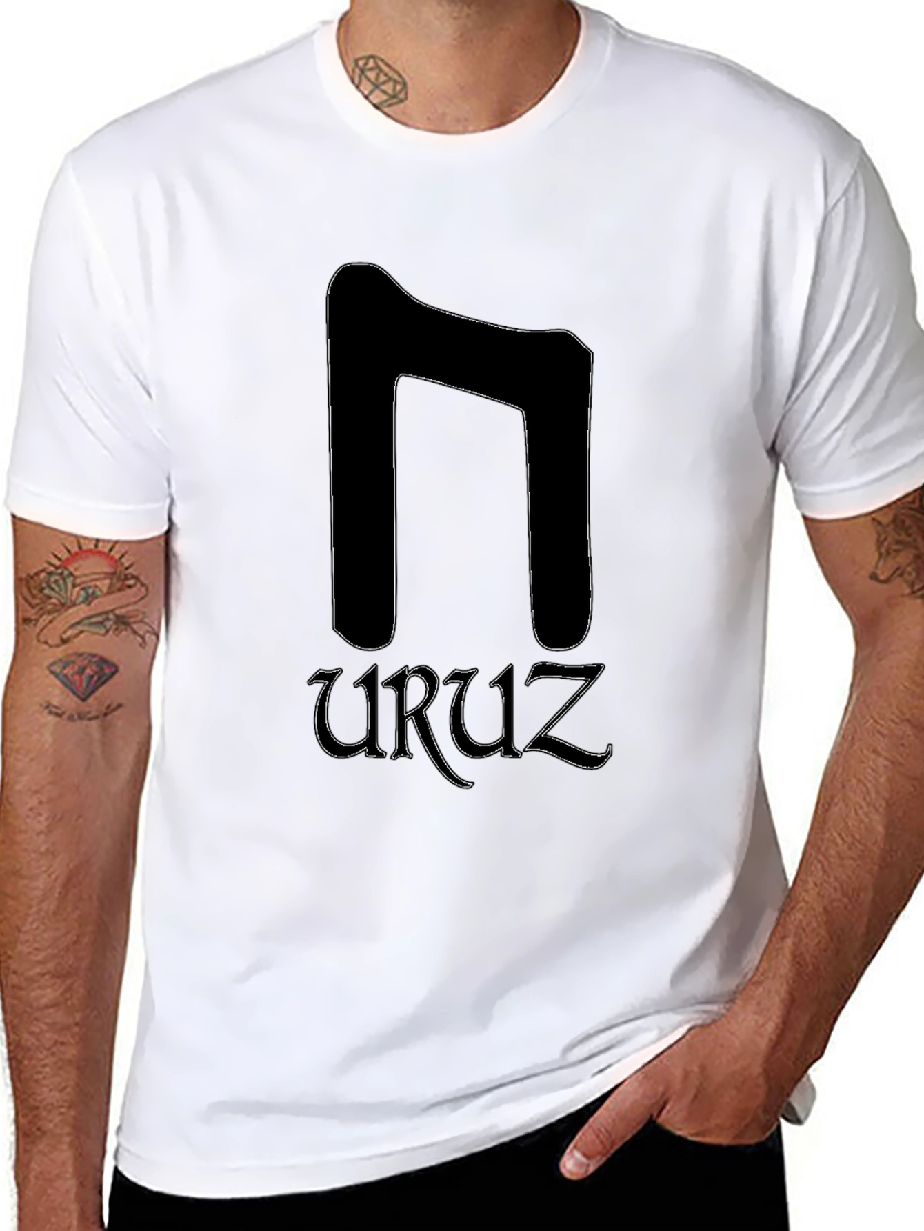 Uruz Rune Black T-Shirt - Viking Symbol Tee