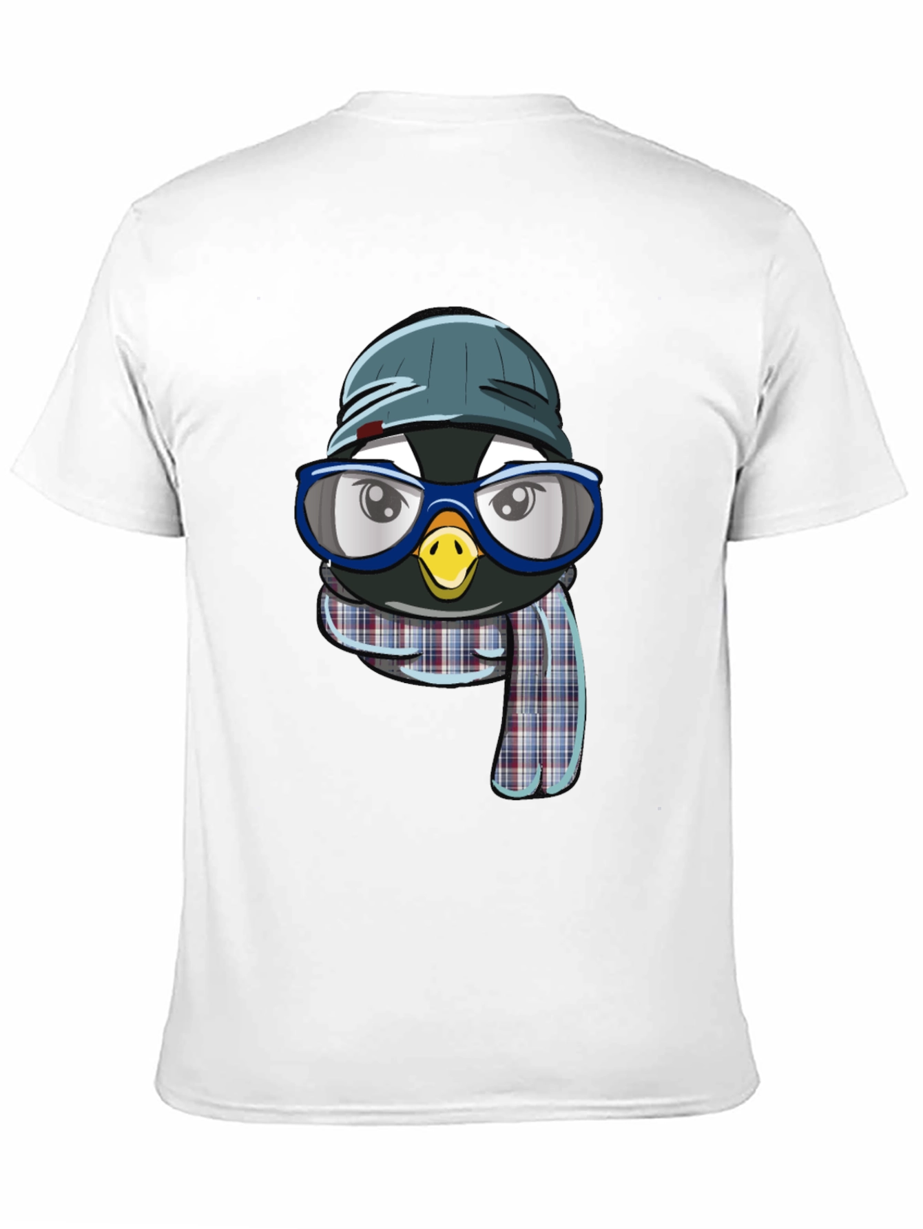 Penguin with Hat & Glasses Black T-Shirt