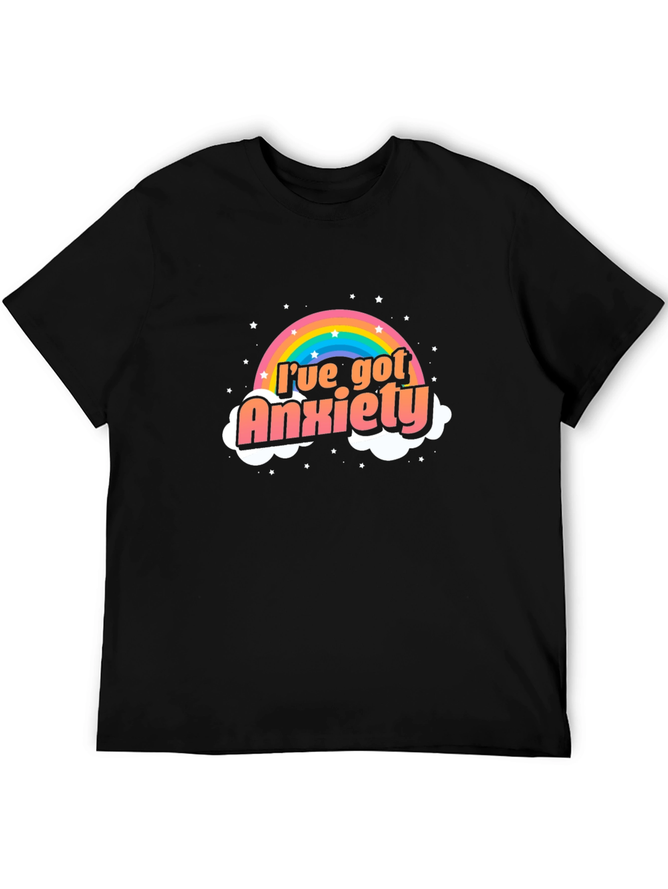 Anxiety Rainbow Graphic Black Tee Shirt