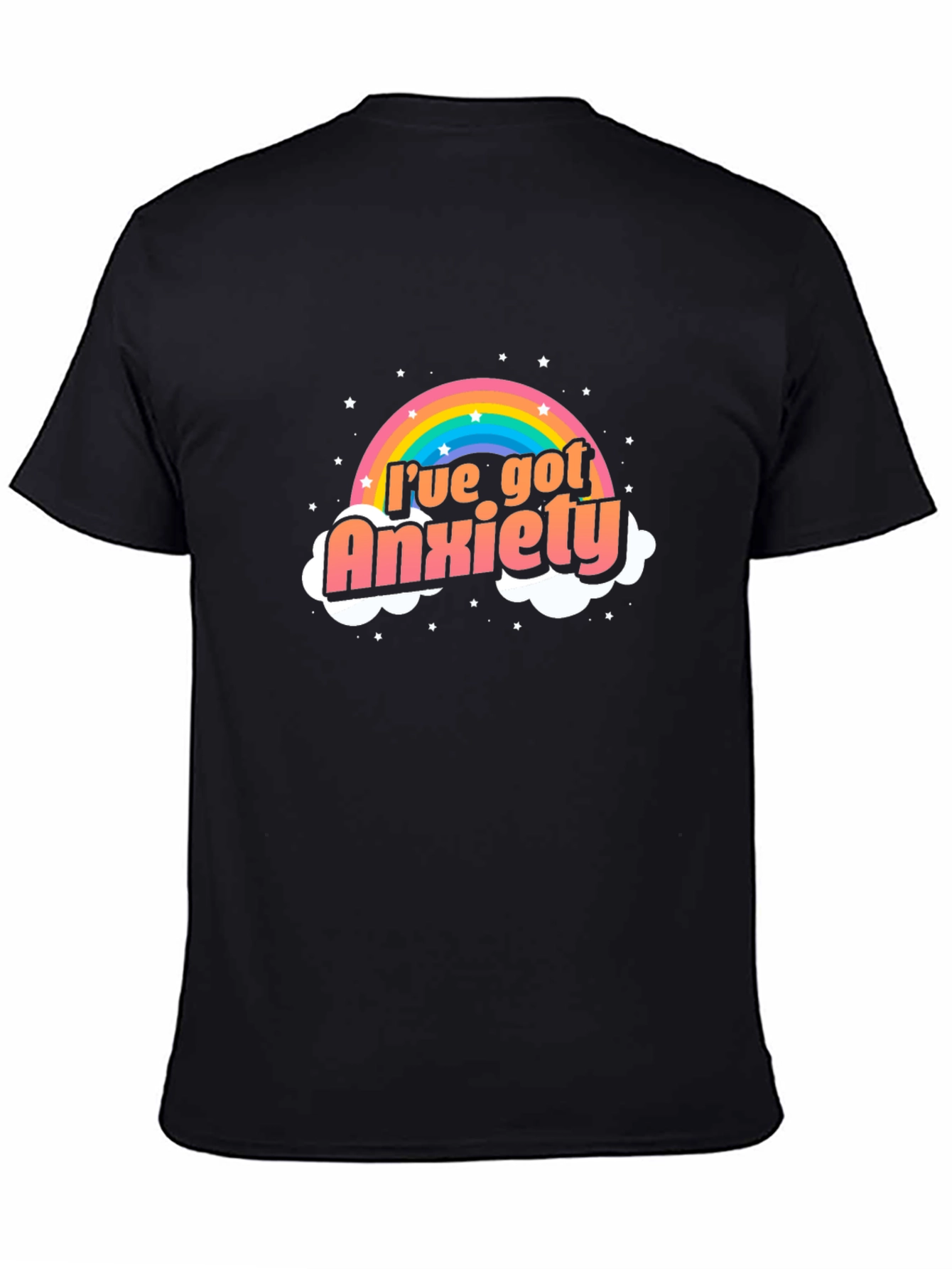 Anxiety Rainbow Graphic Black Tee Shirt