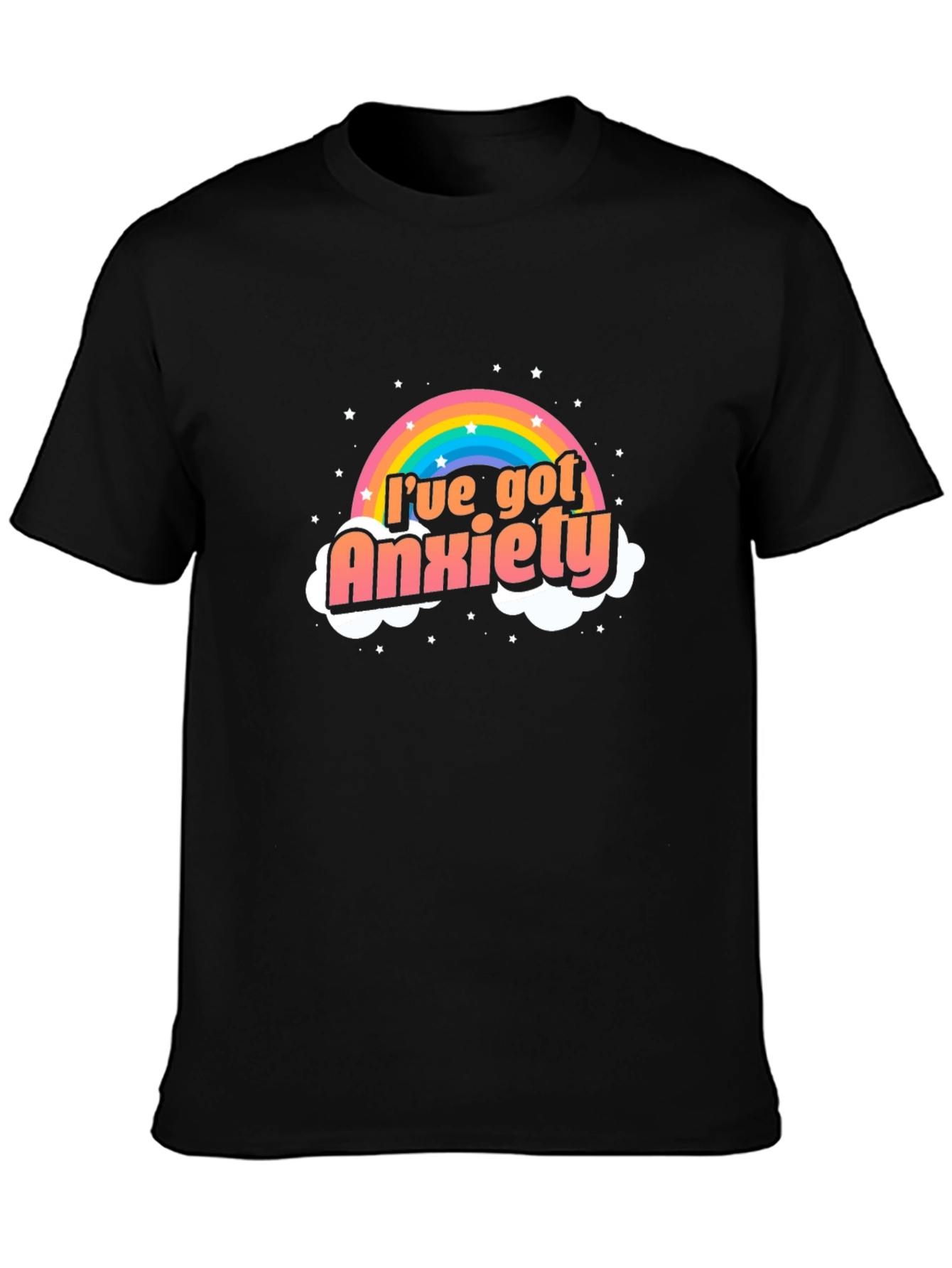 Anxiety Rainbow Graphic Black Tee Shirt