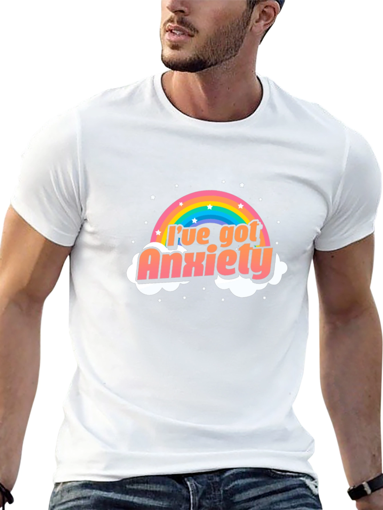 Anxiety Rainbow Graphic Black Tee Shirt