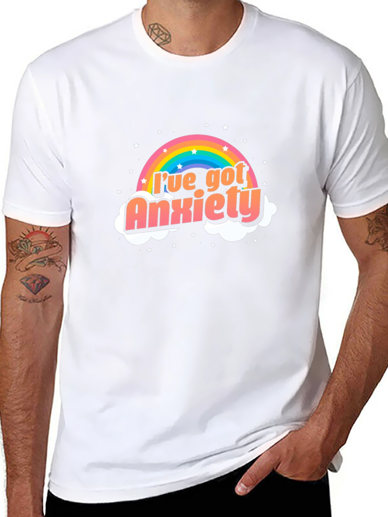 Anxiety Rainbow Graphic Black Tee Shirt