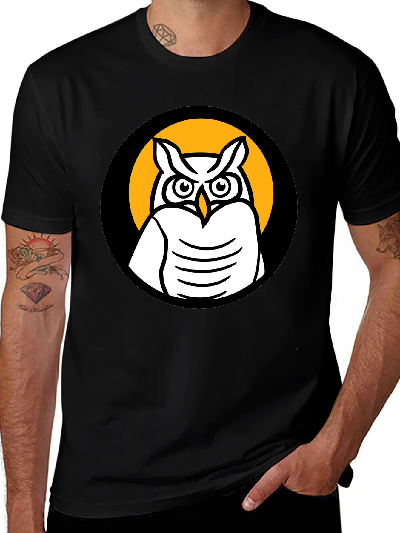 Owl Graphic Black T-Shirt - Menswear