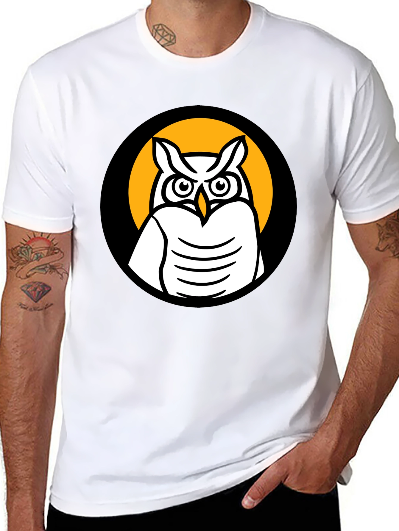 Owl Graphic Black T-Shirt - Menswear