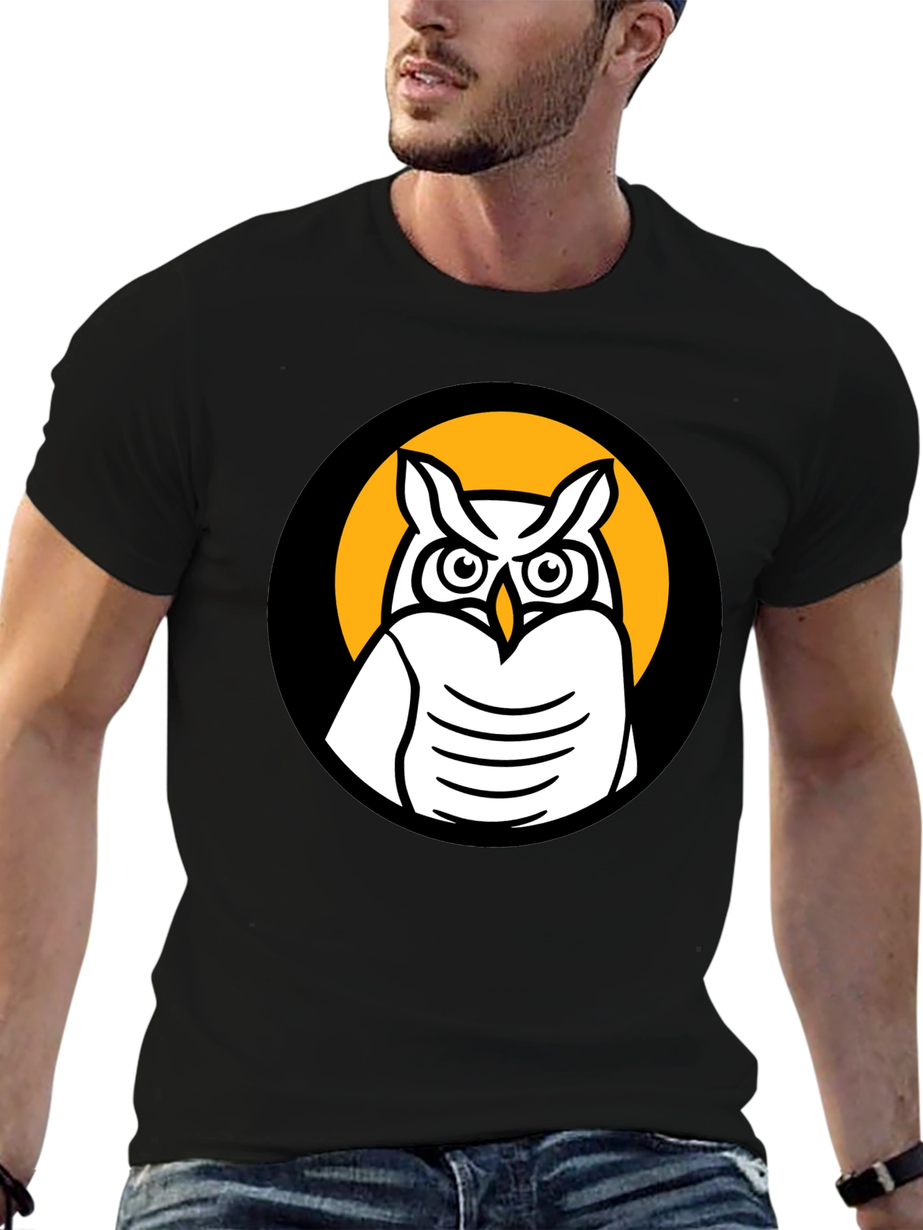 Owl Graphic Black T-Shirt - Menswear