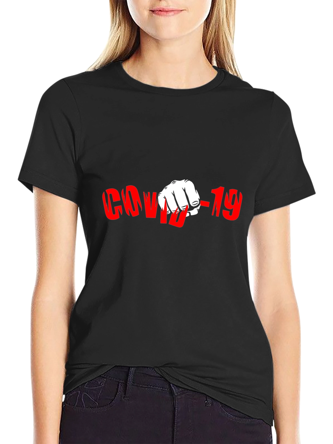 COVID-19 Punch Black Graphic T-Shirt