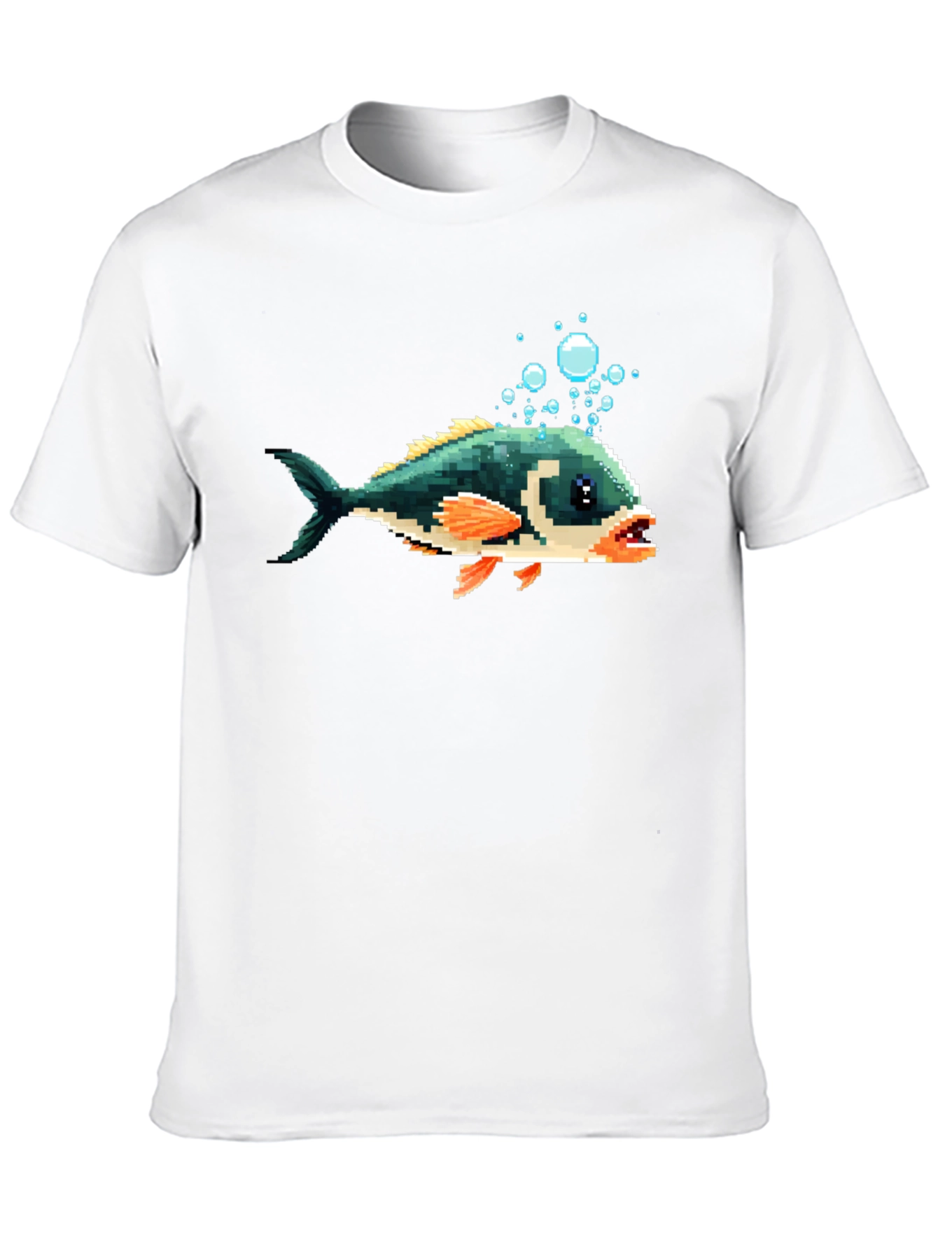 Pixel Fish Graphic Tee - Black Cotton T-Shirt