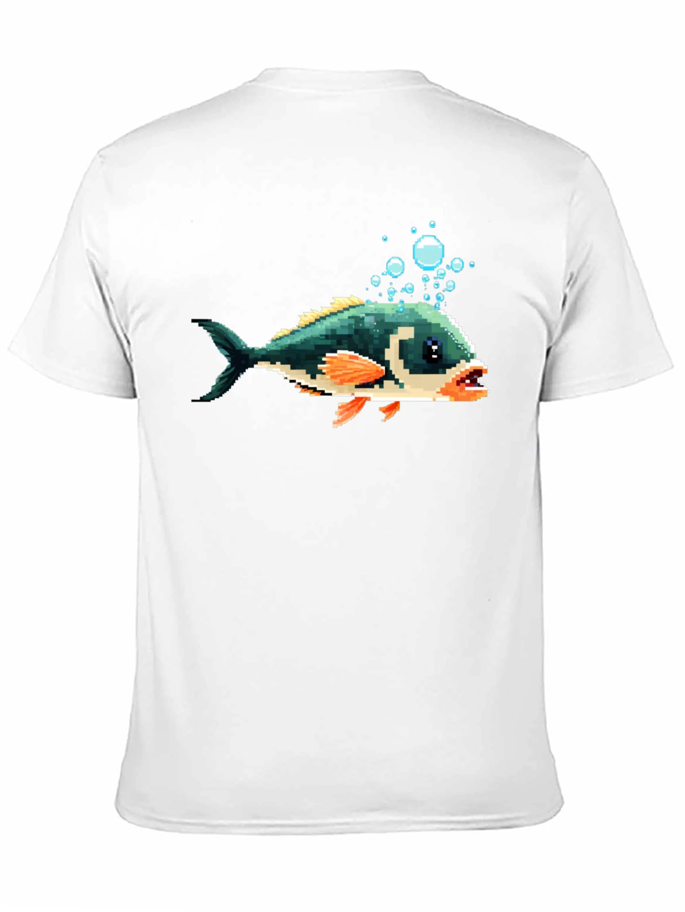 Pixel Fish Graphic Tee - Black Cotton T-Shirt