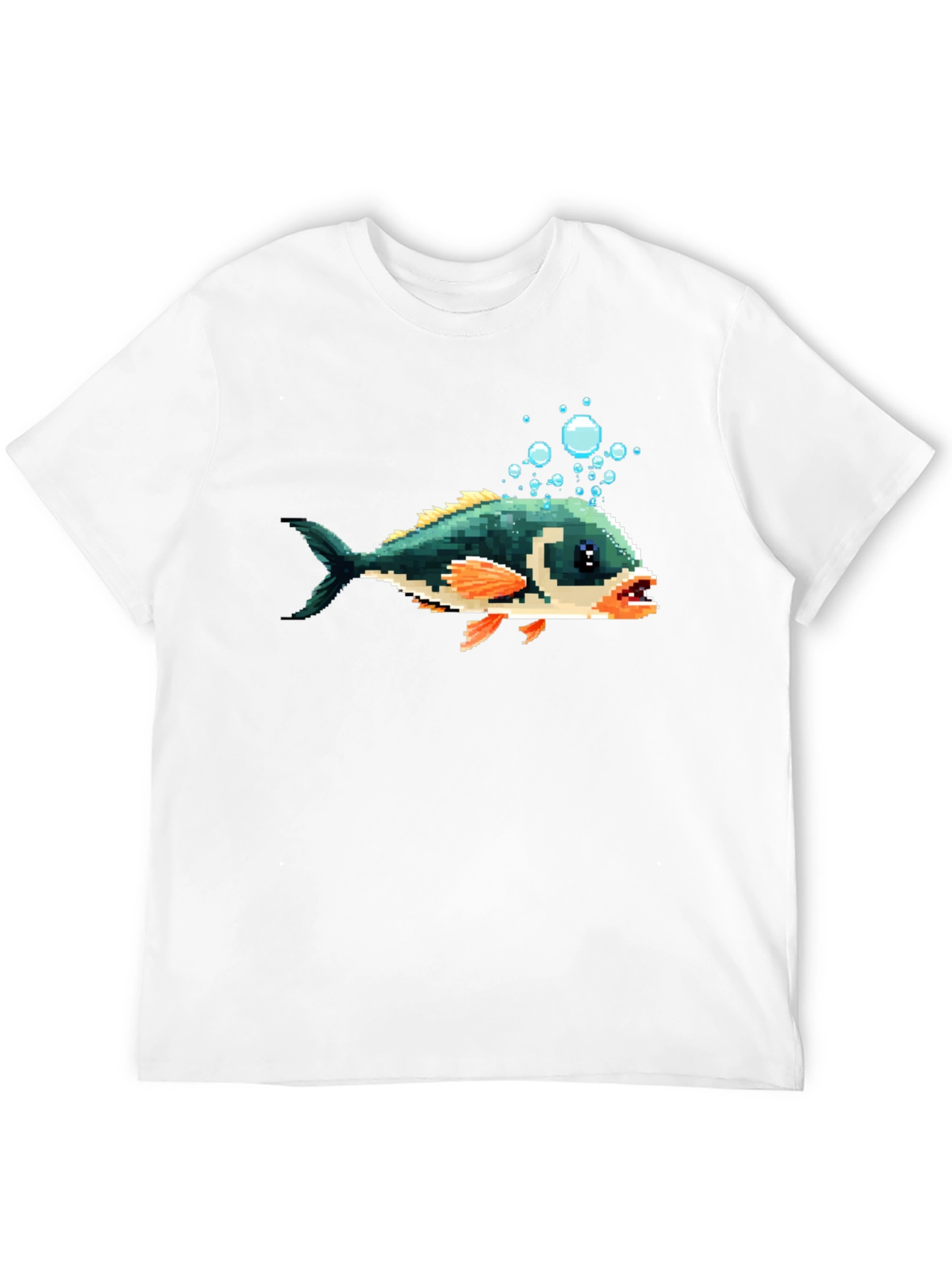 Pixel Fish Graphic Tee - Black Cotton T-Shirt