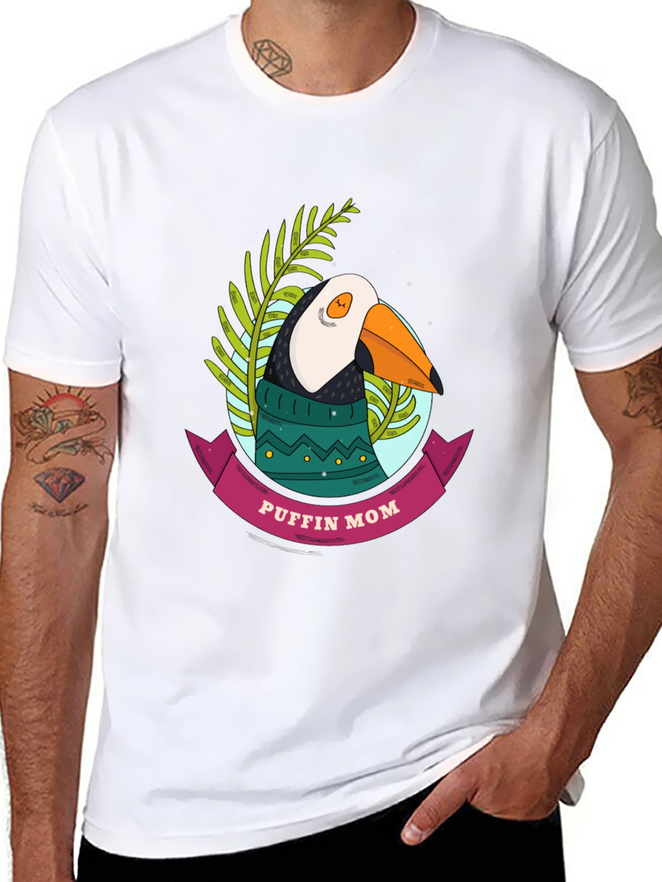 Puffin Mom Graphic Tee - Cute Bird Lover Shirt