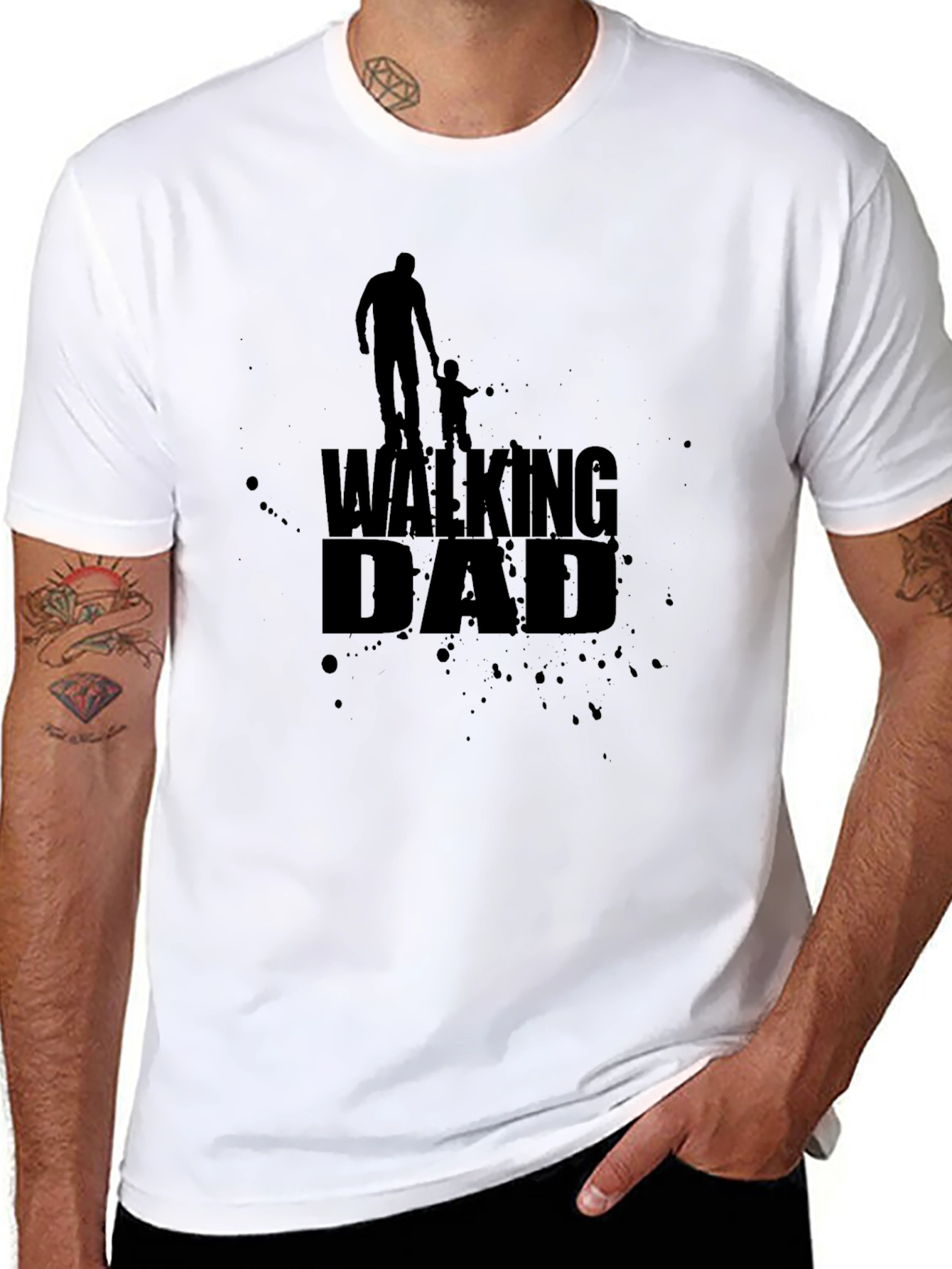 Walking Dad Black Graphic T-Shirt