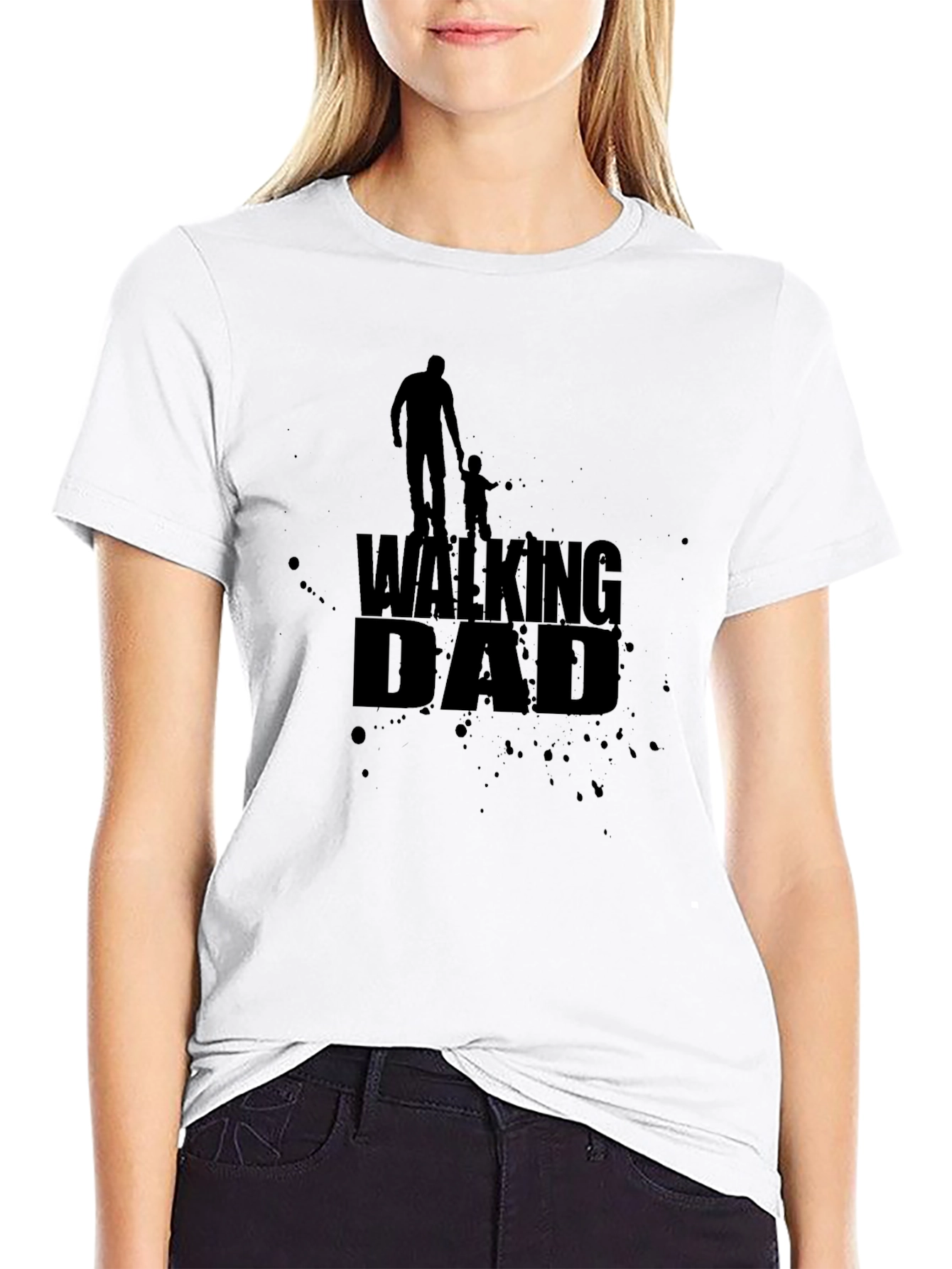 Walking Dad Black Graphic T-Shirt