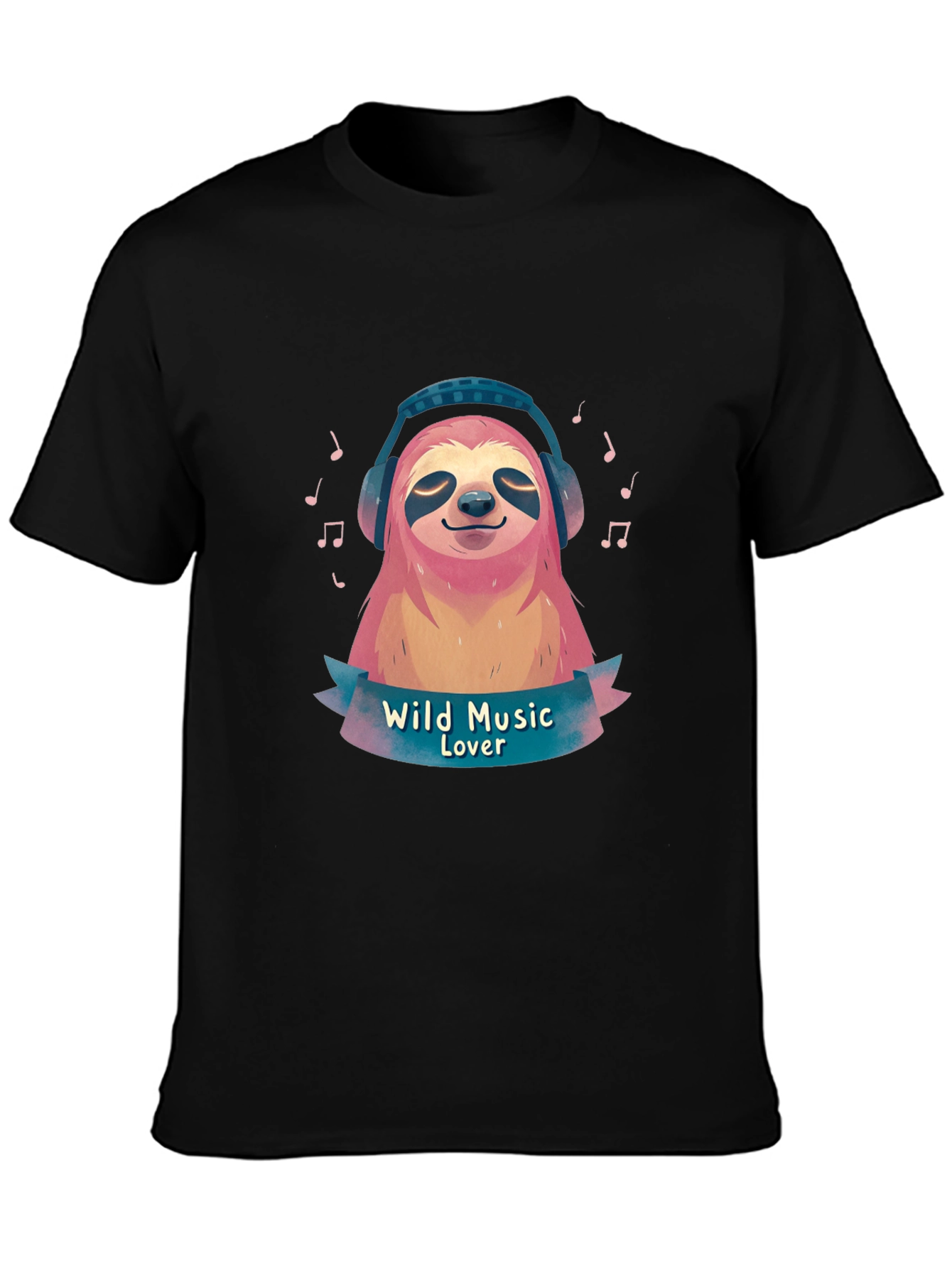 Wild Music Lover Sloth Graphic T-Shirt