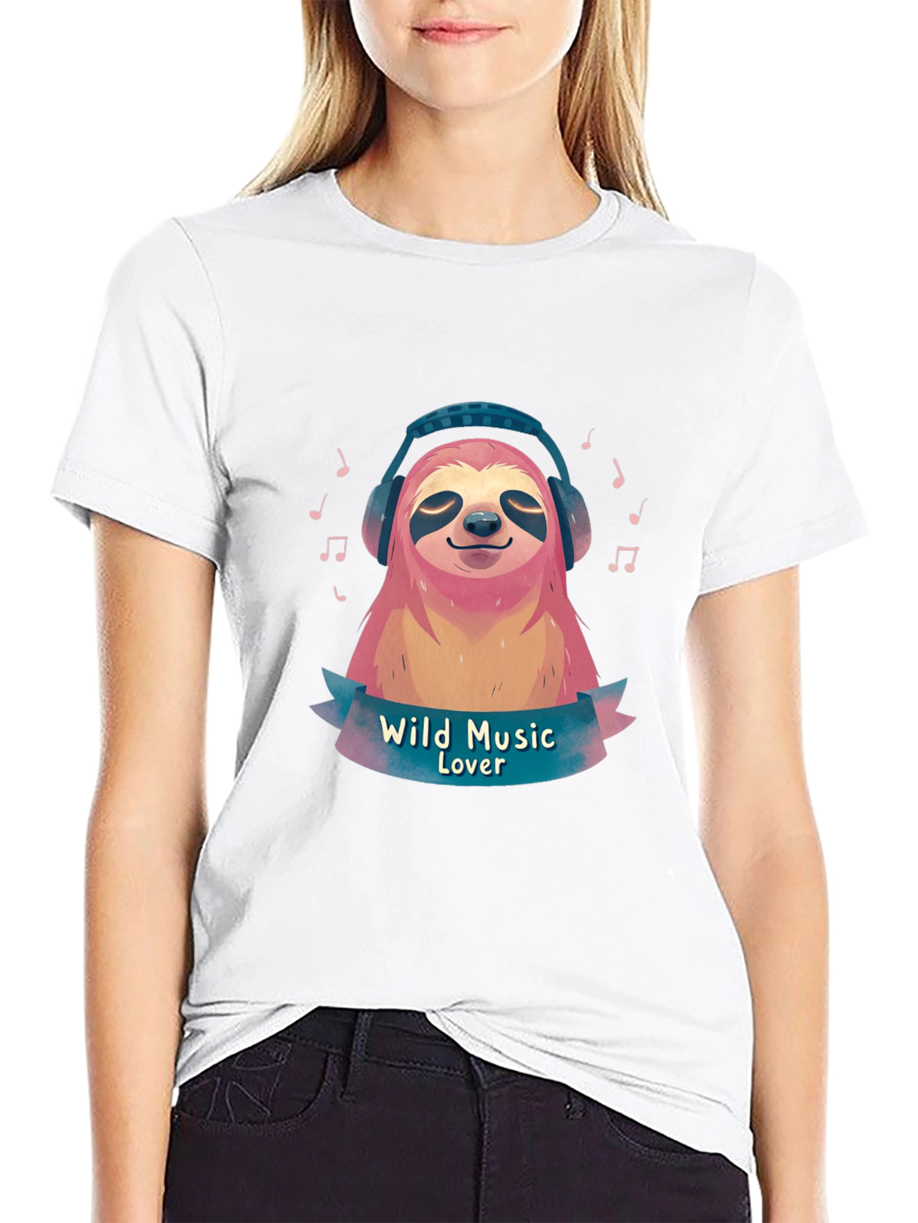 Wild Music Lover Sloth Graphic T-Shirt