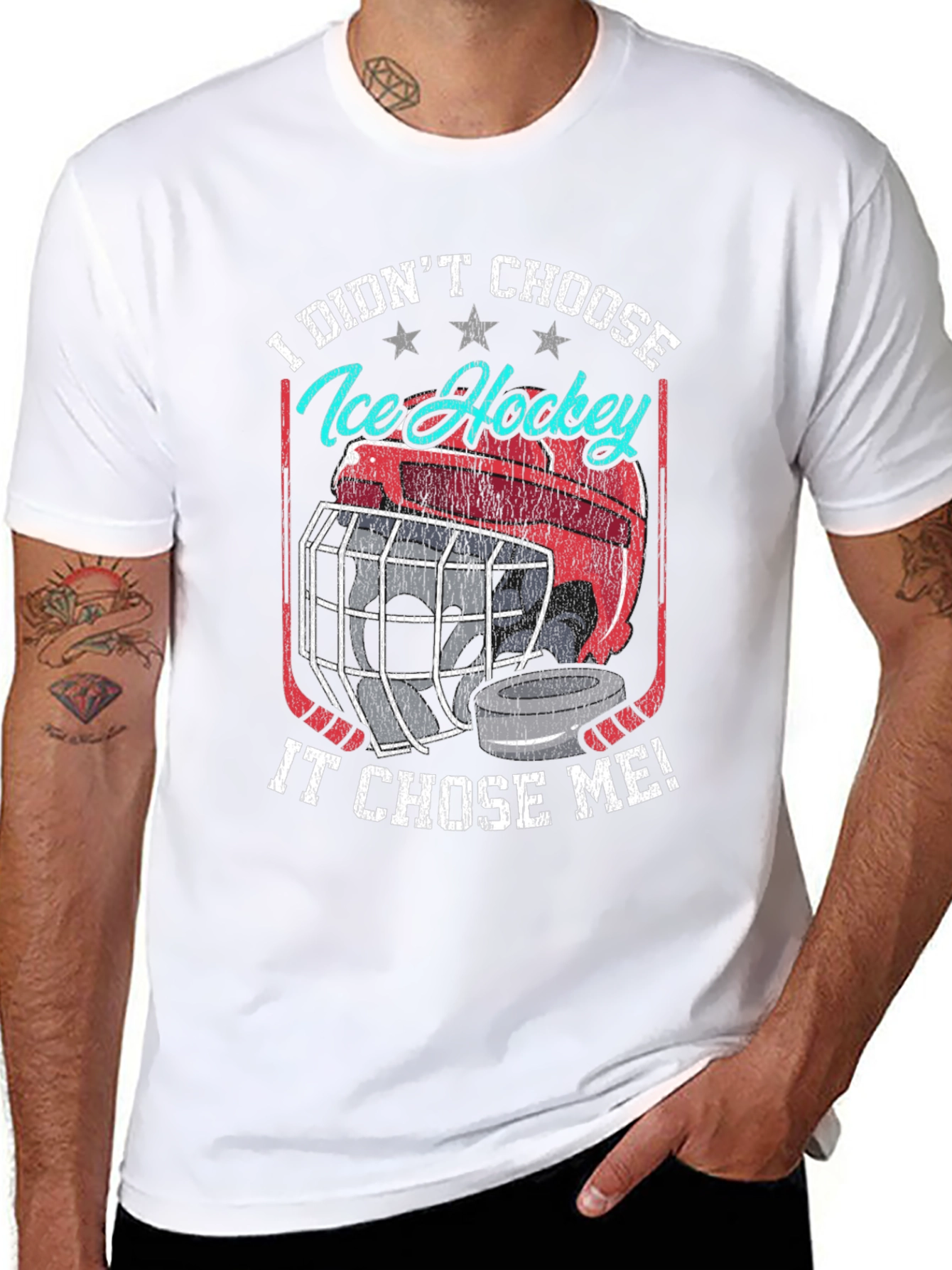 Ice Hockey Chose Me Black Graphic T-Shirt