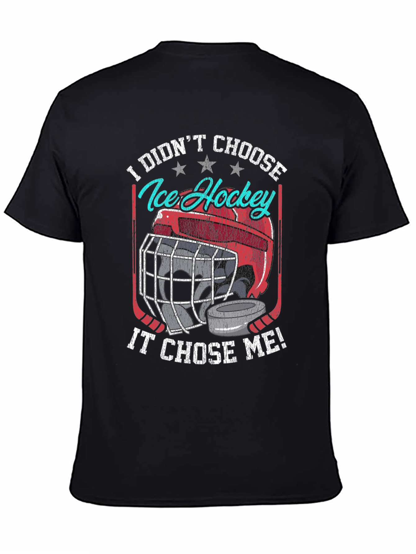 Ice Hockey Chose Me Black Graphic T-Shirt