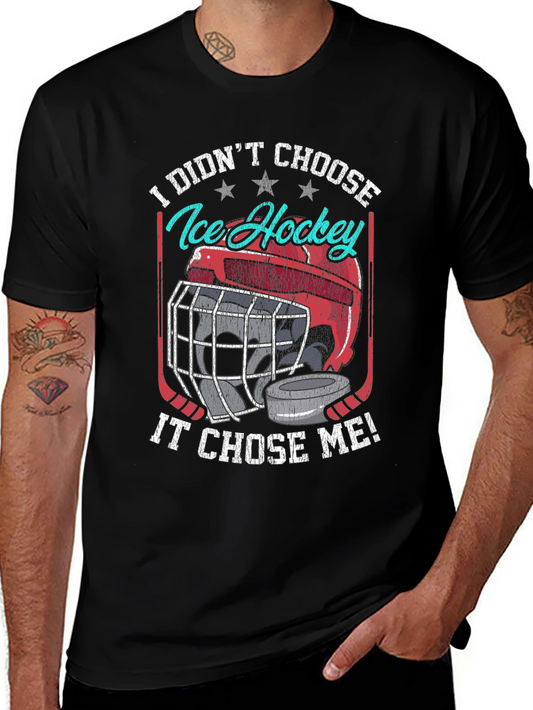 Ice Hockey Chose Me Black Graphic T-Shirt