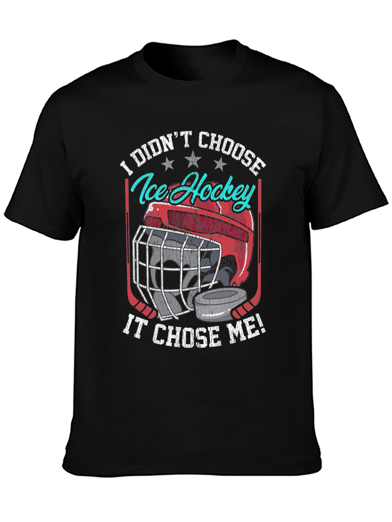 Ice Hockey Chose Me Black Graphic T-Shirt