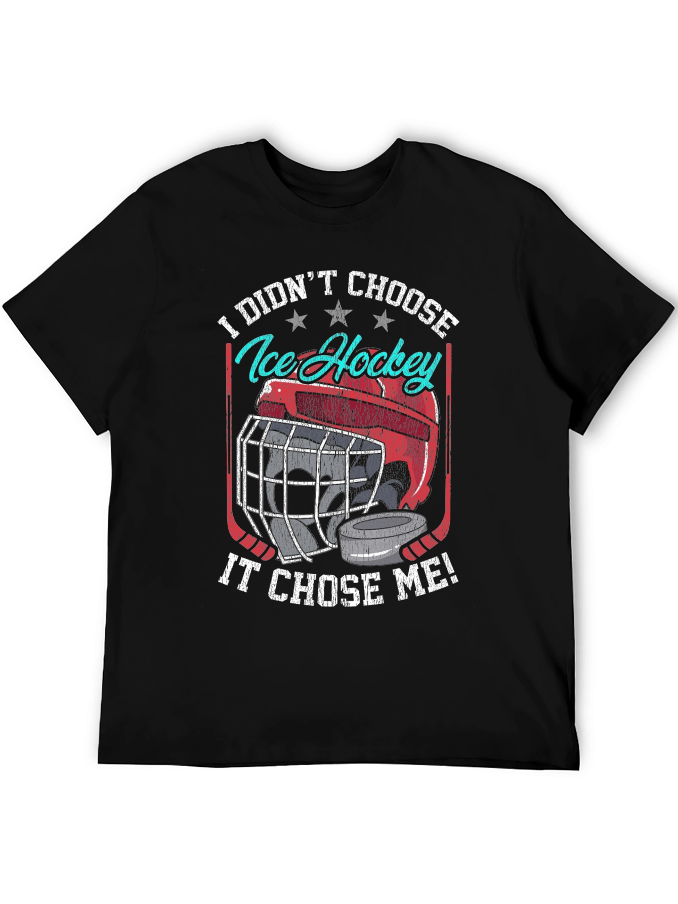 Ice Hockey Chose Me Black Graphic T-Shirt