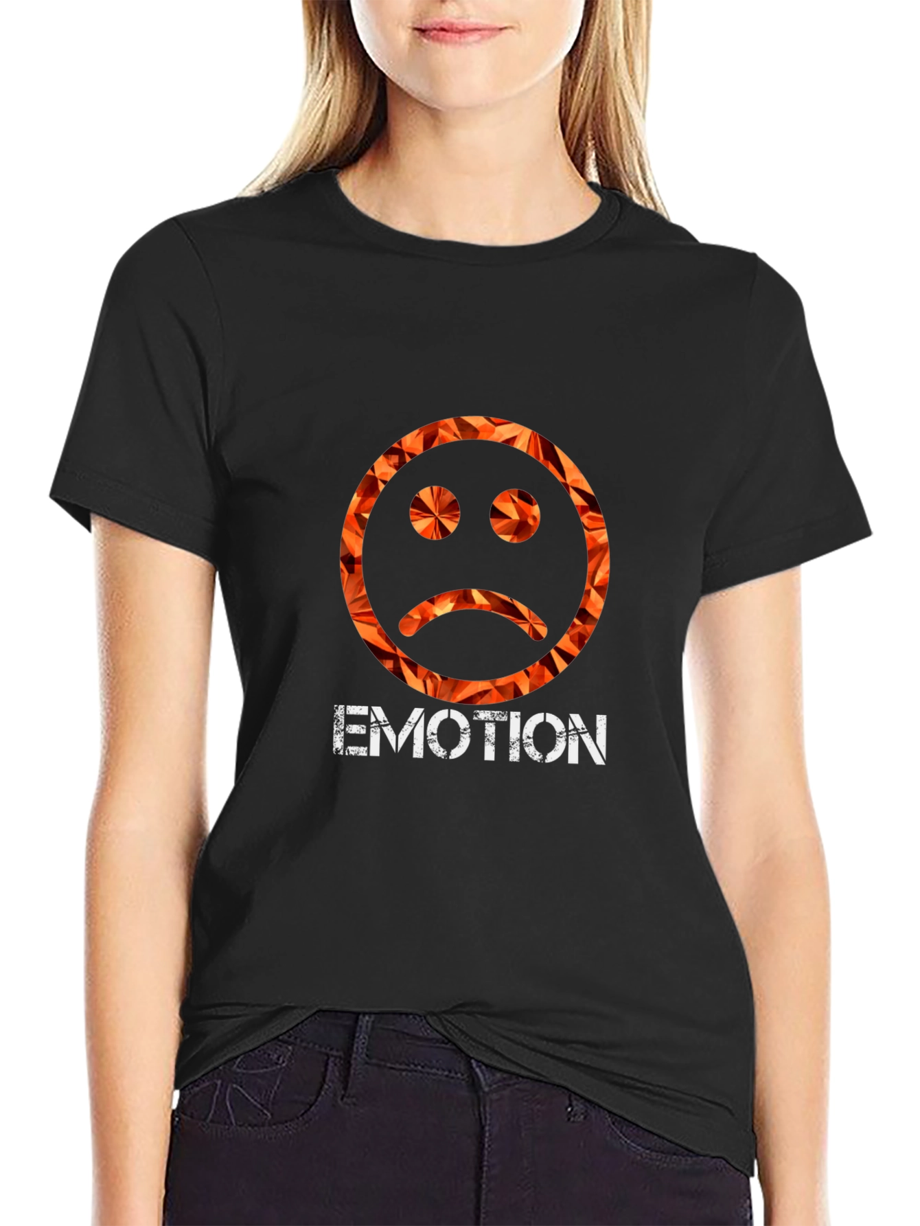 Emo Emotion Graphic Tee - Trendy Sad Face Shirt