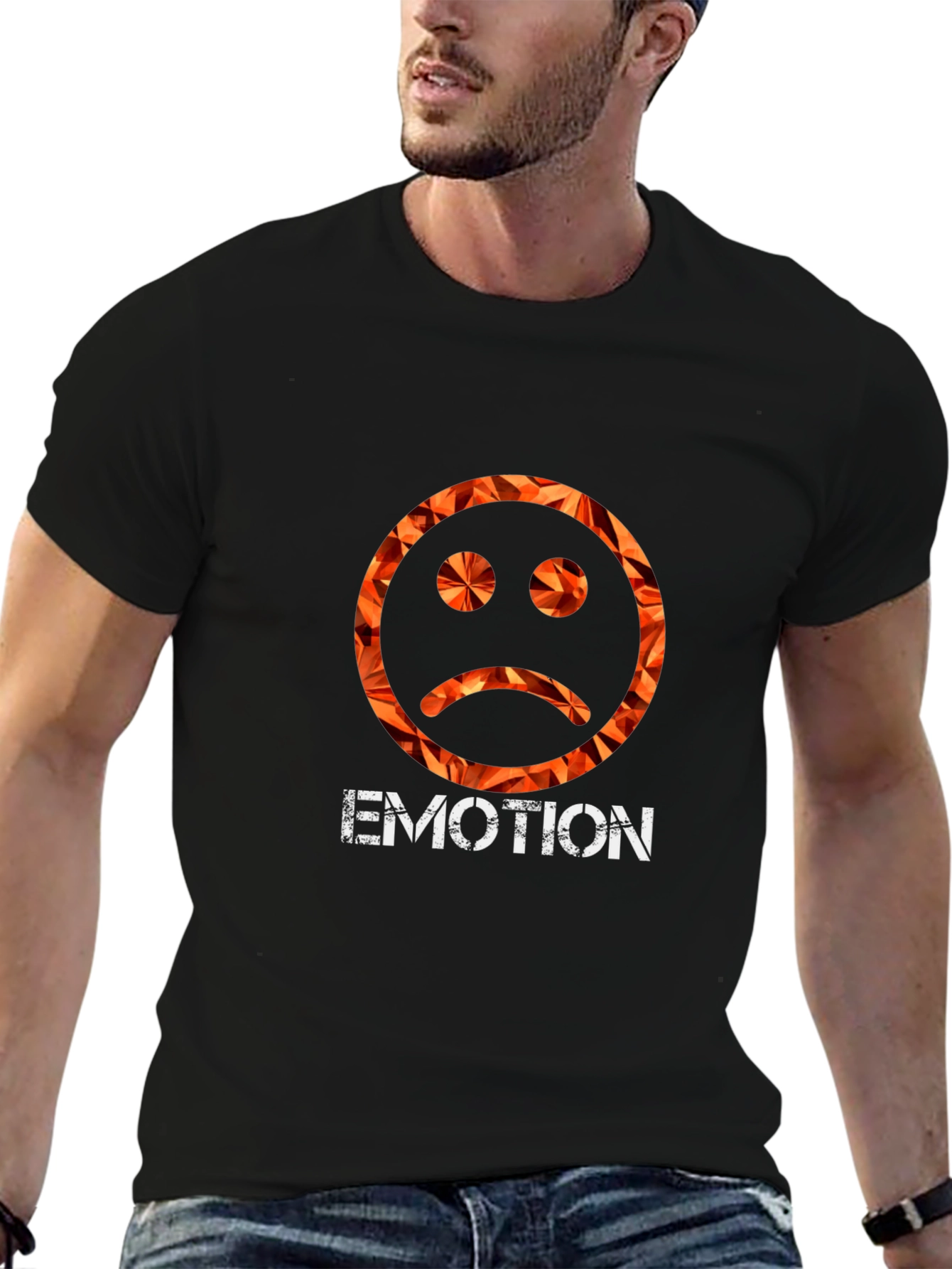 Emo Emotion Graphic Tee - Trendy Sad Face Shirt