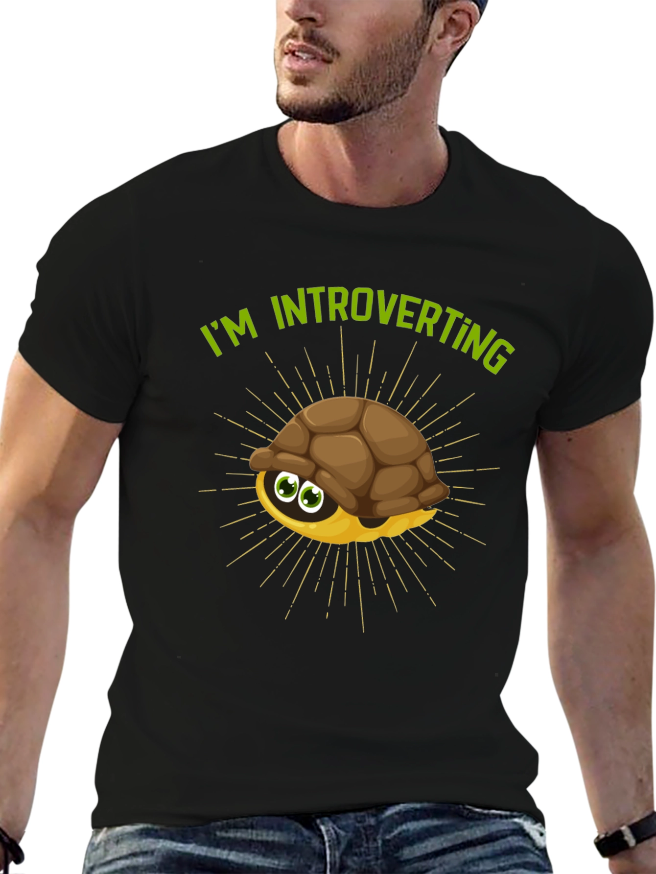 Introverting Turtle Graphic Tee - Black
