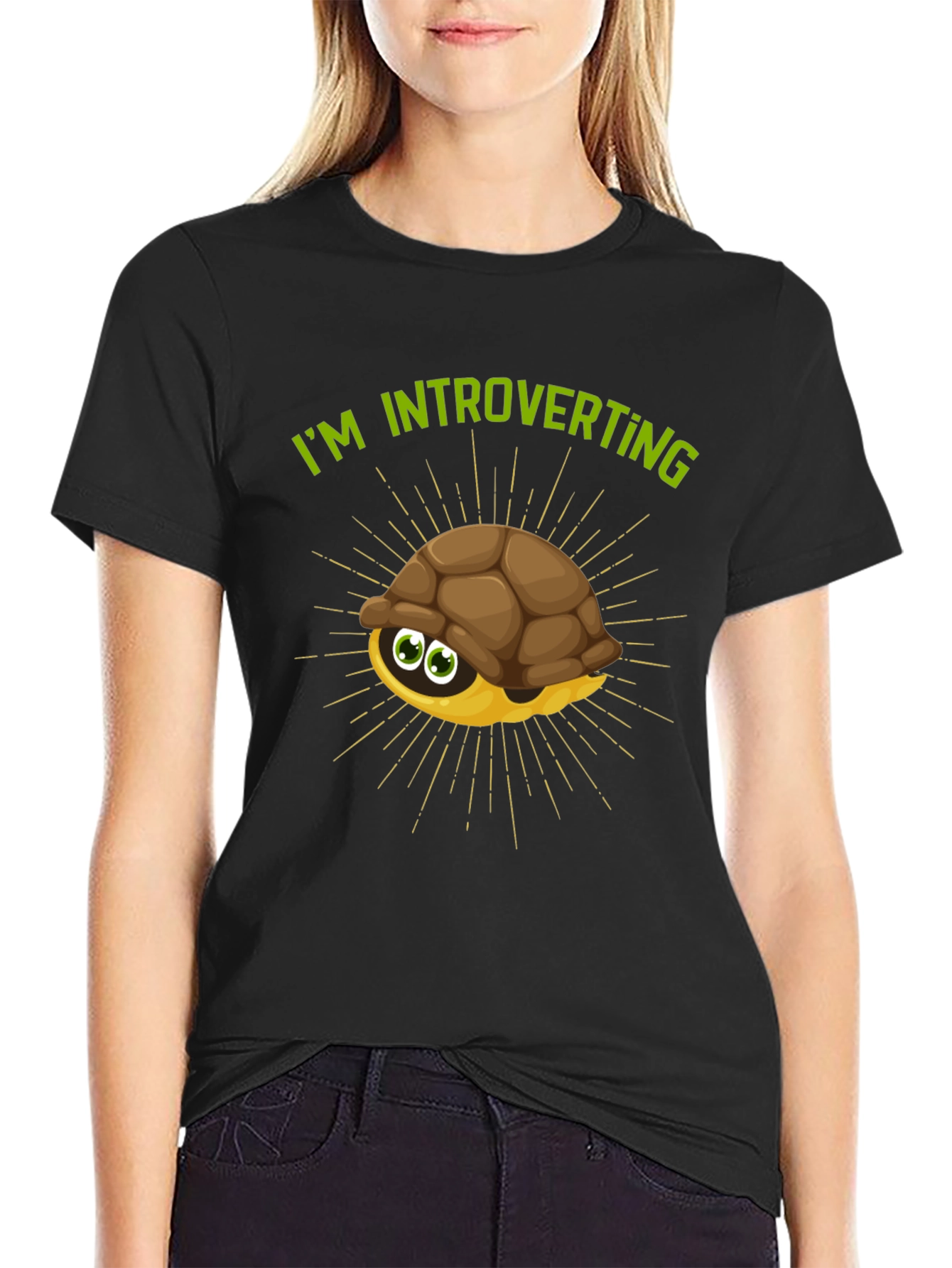 Introverting Turtle Graphic Tee - Black