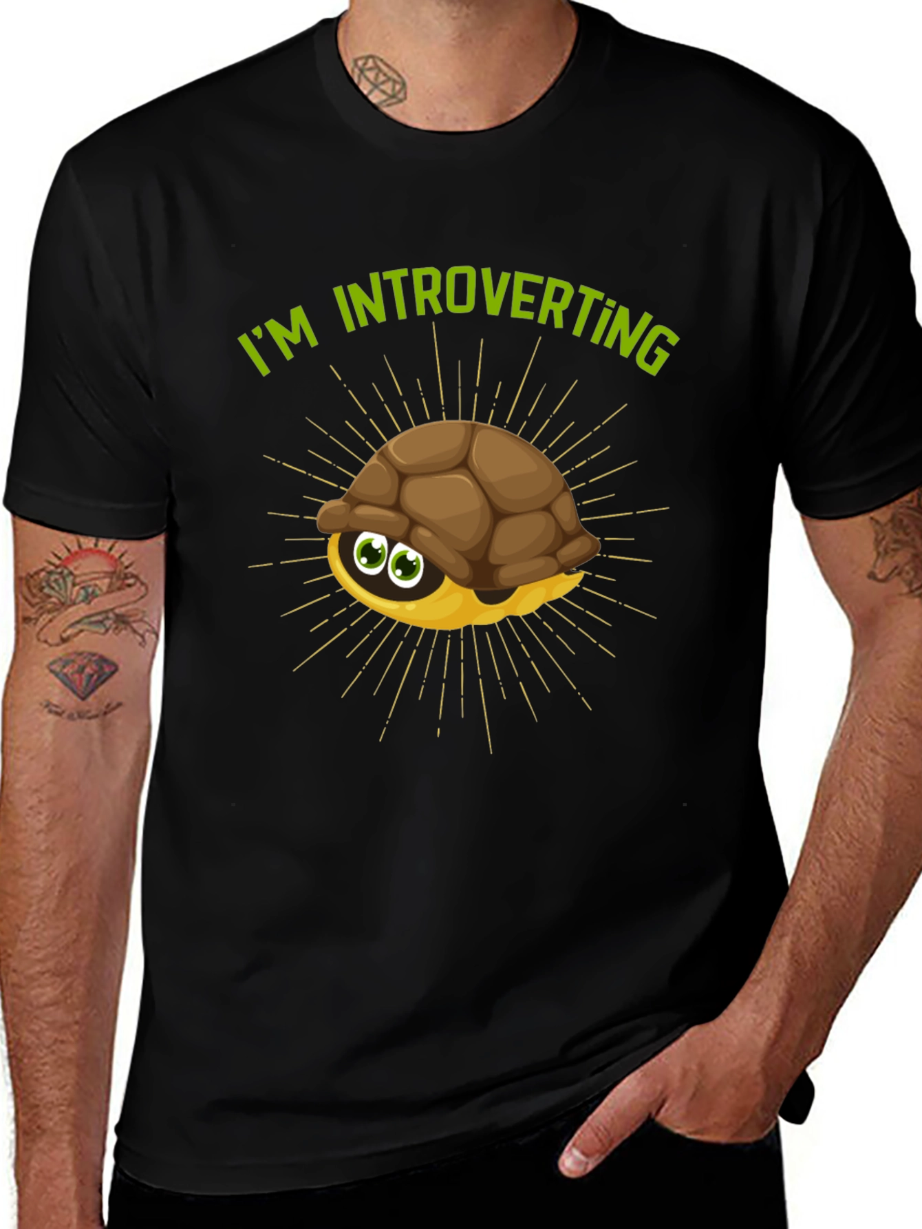 Introverting Turtle Graphic Tee - Black
