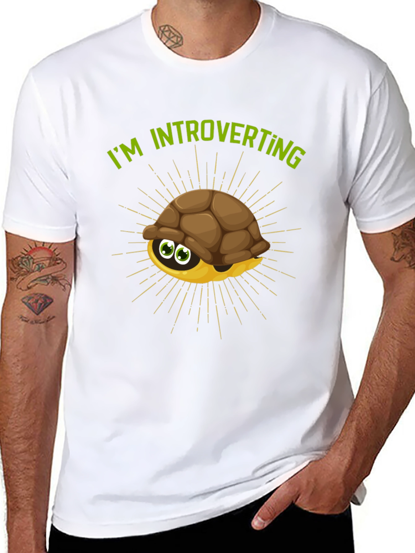 Introverting Turtle Graphic Tee - Black