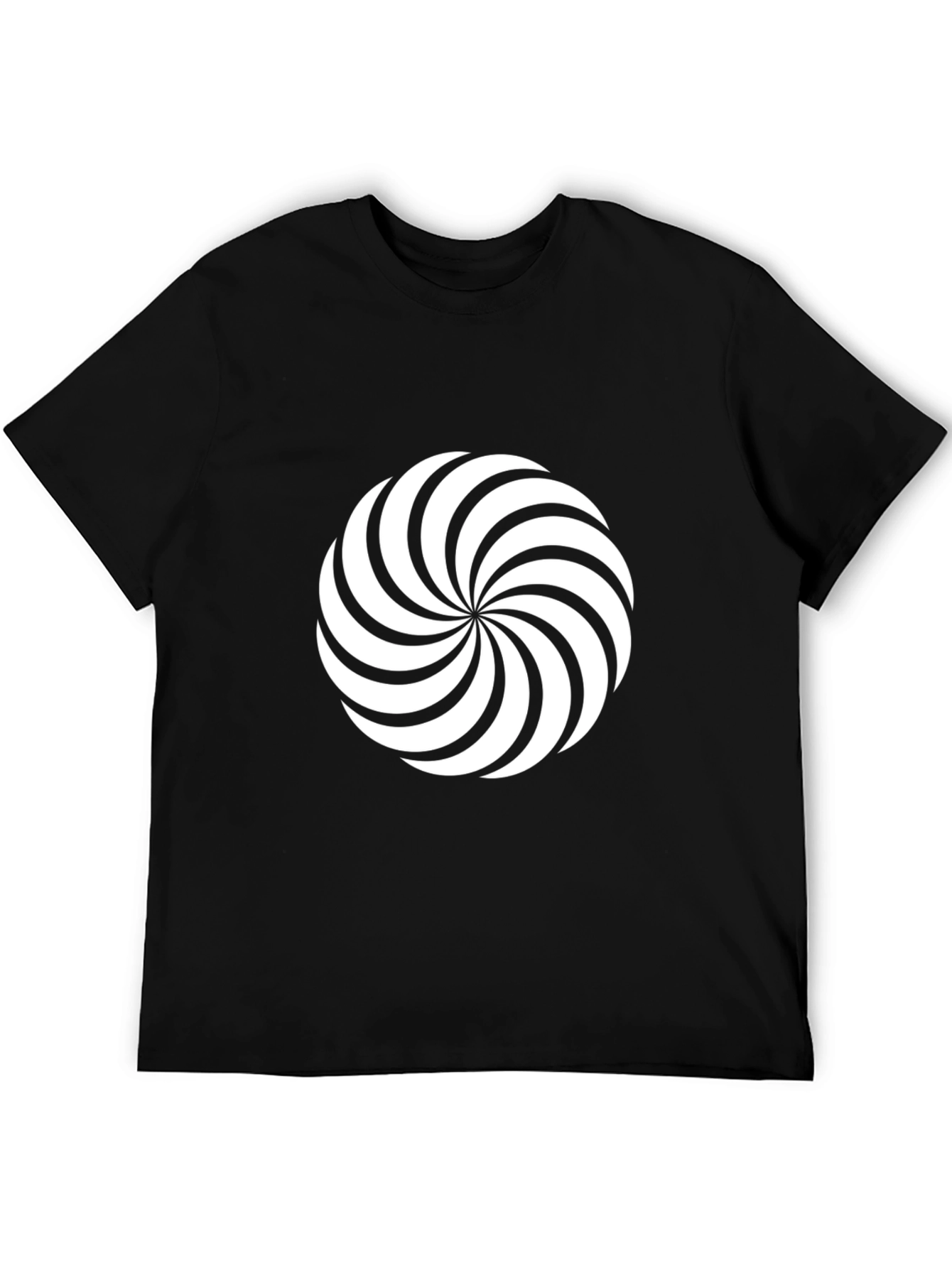 Stylish Black Tee with Swirling Graphic Print