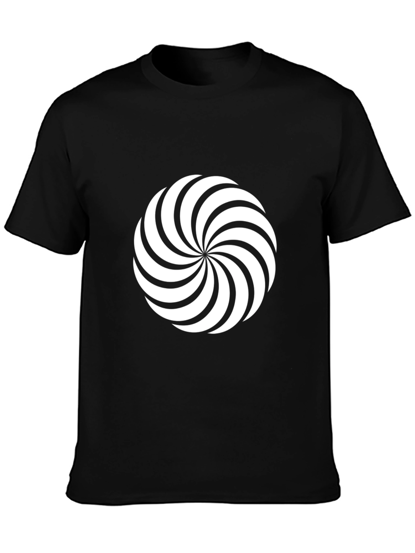 Stylish Black Tee with Swirling Graphic Print