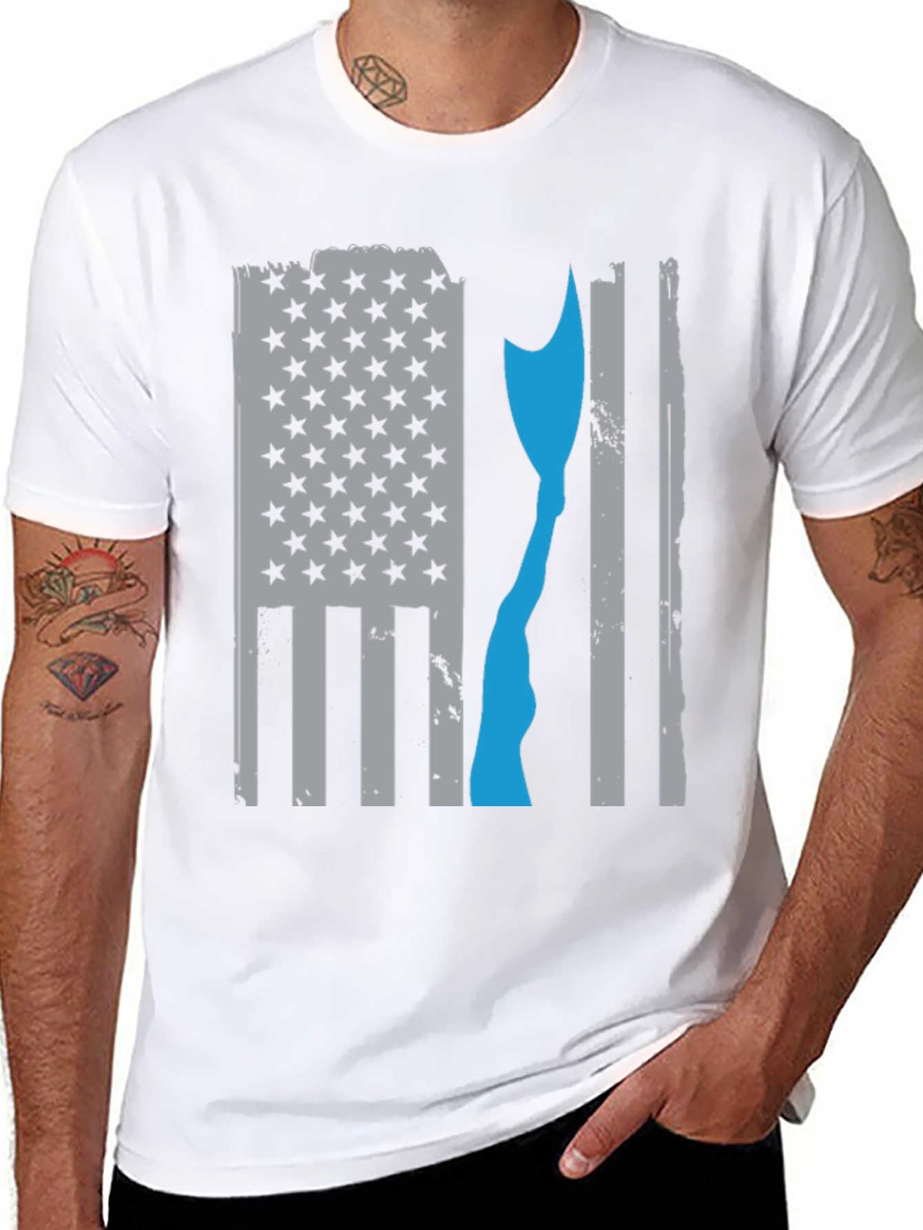 Distressed Axe American Flag T-Shirt