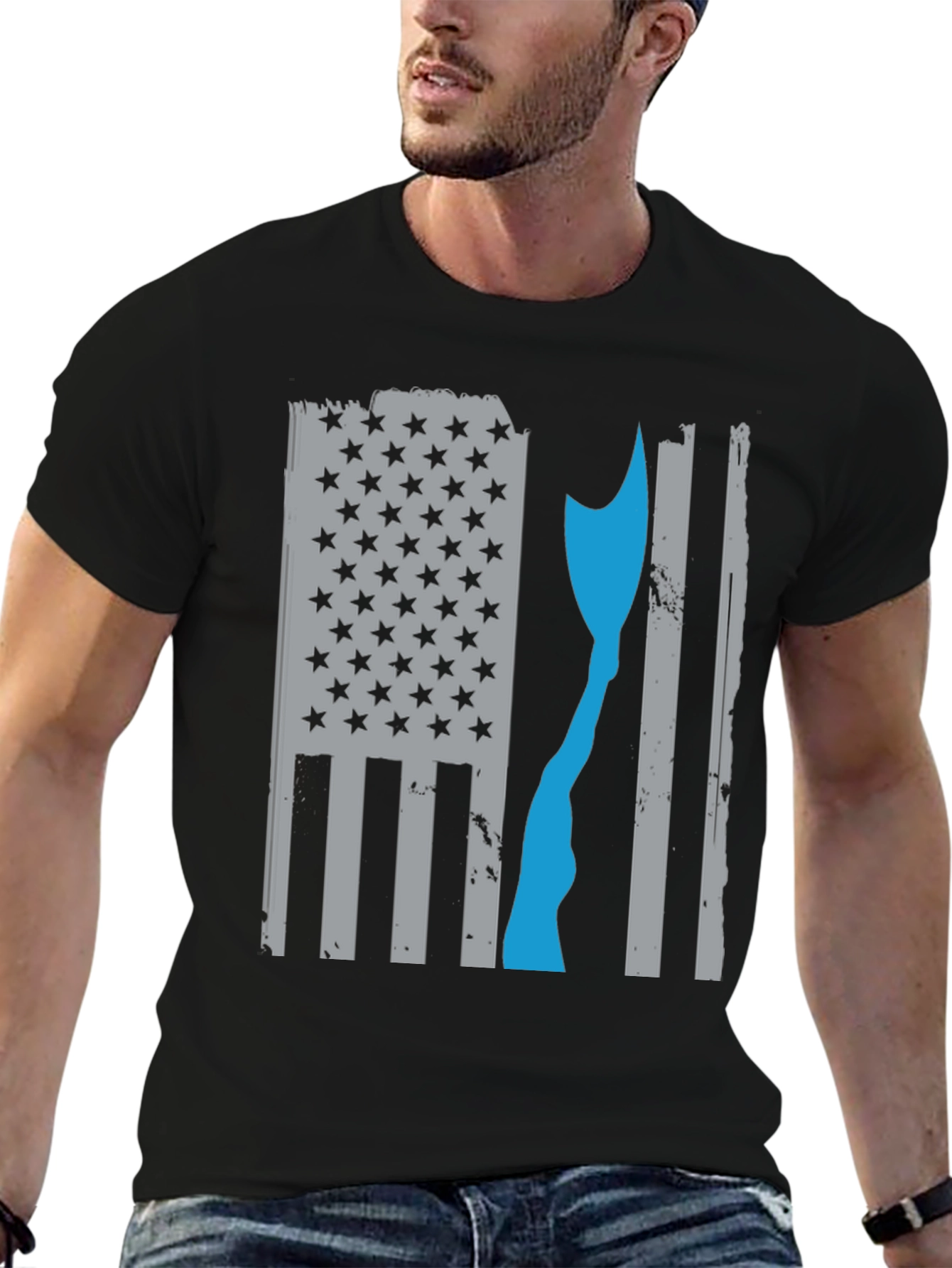 Distressed Axe American Flag T-Shirt