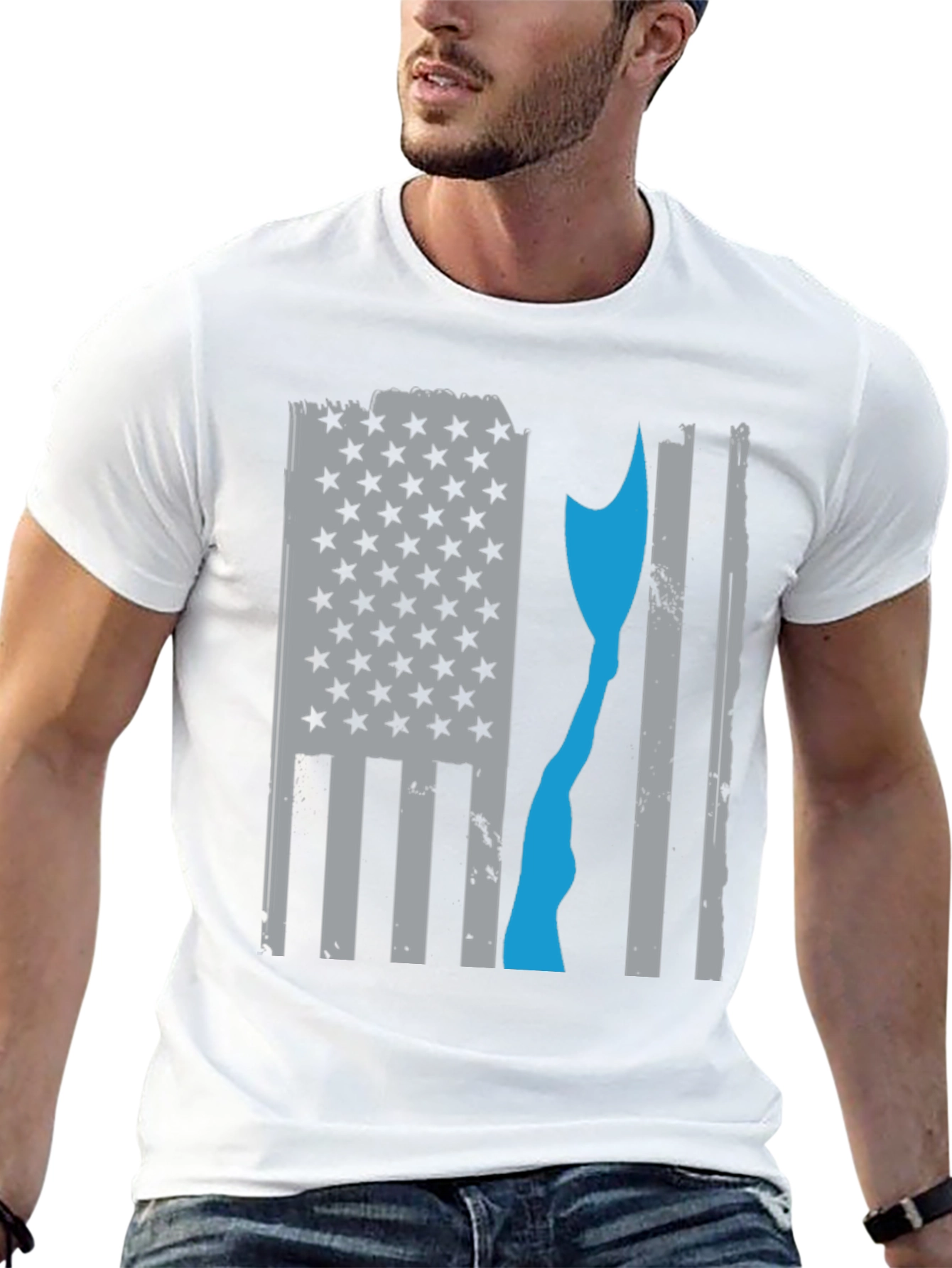 Distressed Axe American Flag T-Shirt