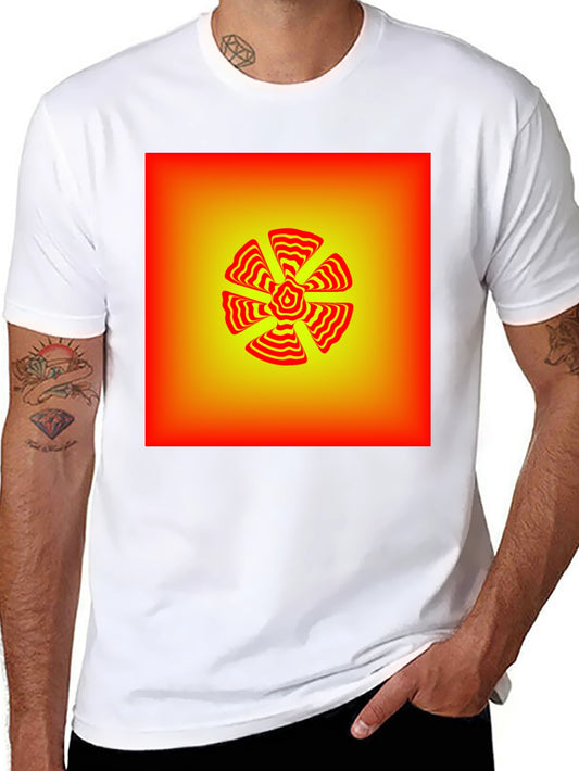 Abstract Geometric Flower Graphic T-Shirt - Black