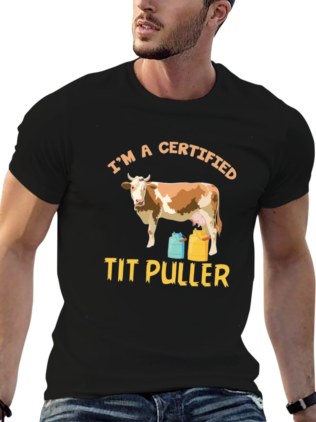 Certified Tit Puller Cow Graphic Tee