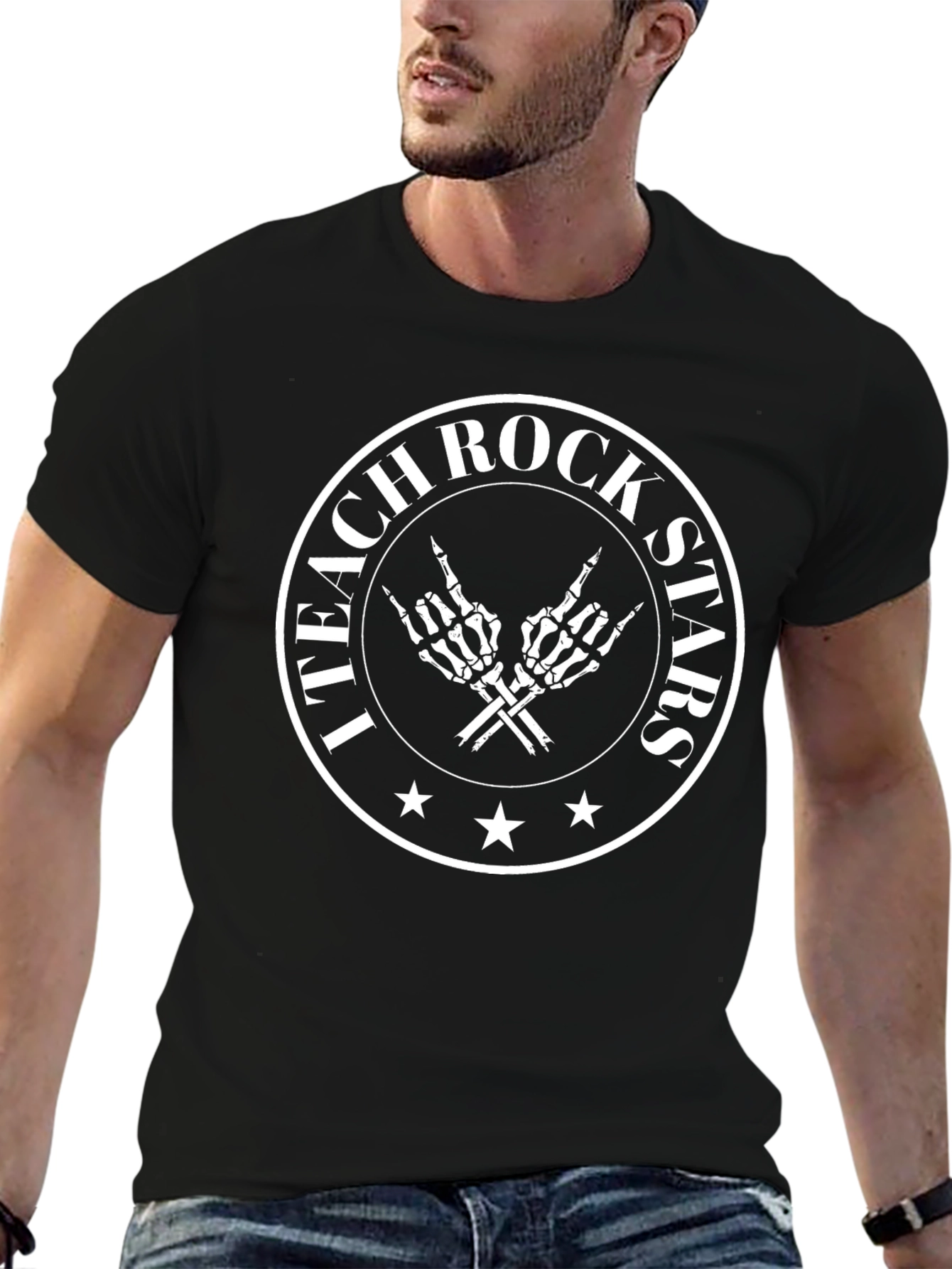 I Teach Rock Stars T-Shirt Black Cotton Graphic Tee