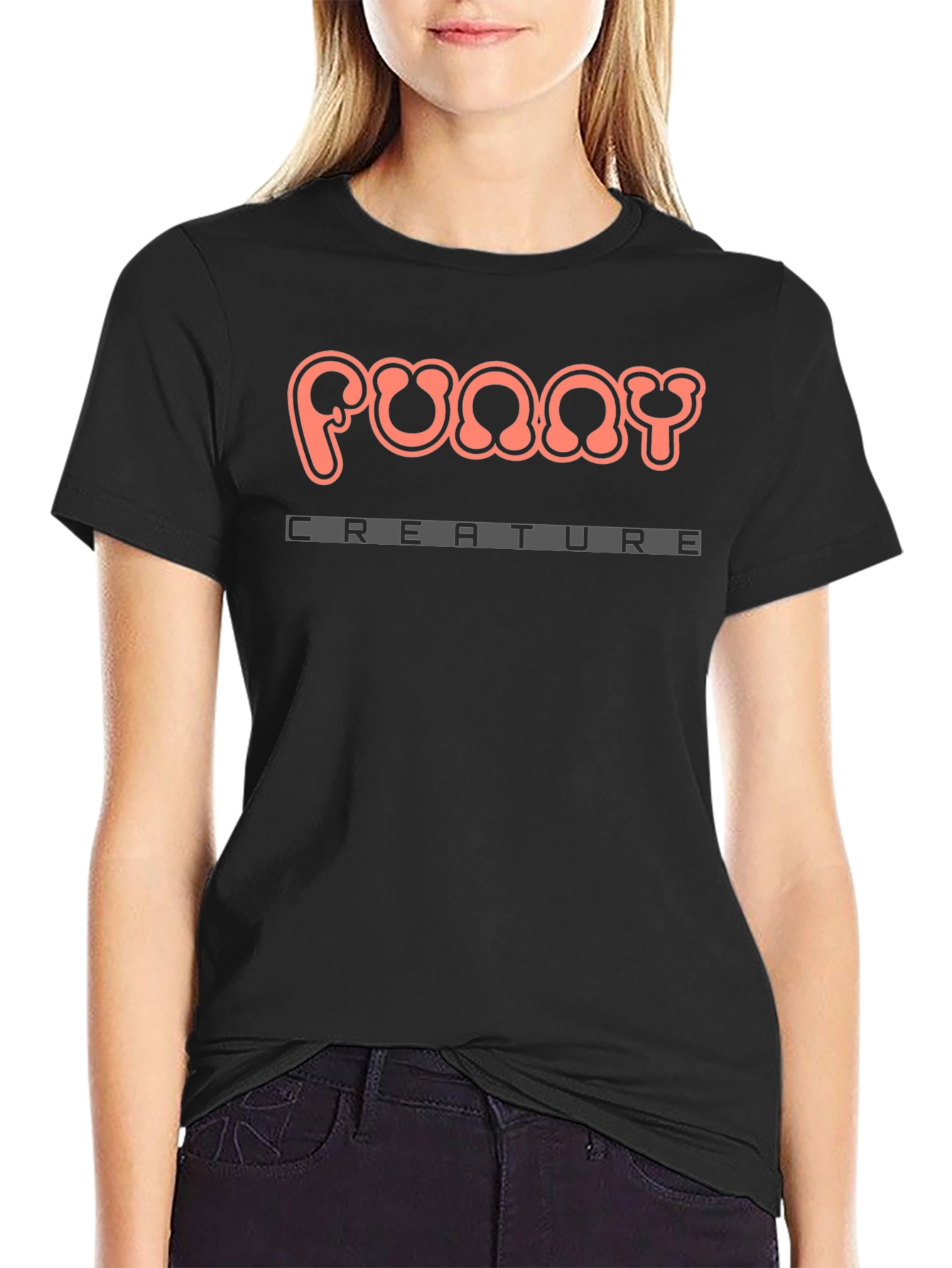 Funny Creature Graphic Black T-Shirt