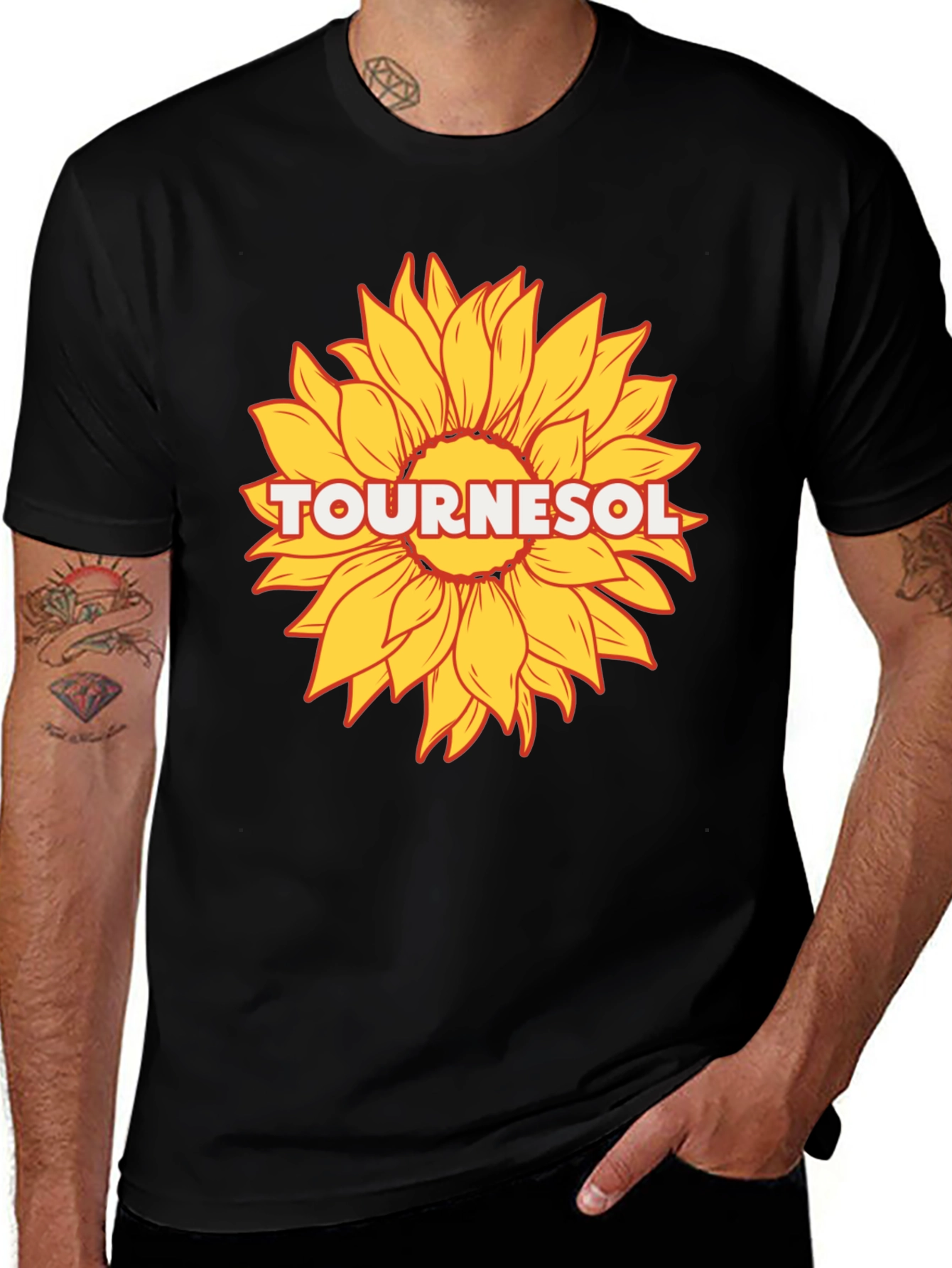 Tournesol Sunflower Graphic T-Shirt - Black Cotton Tee
