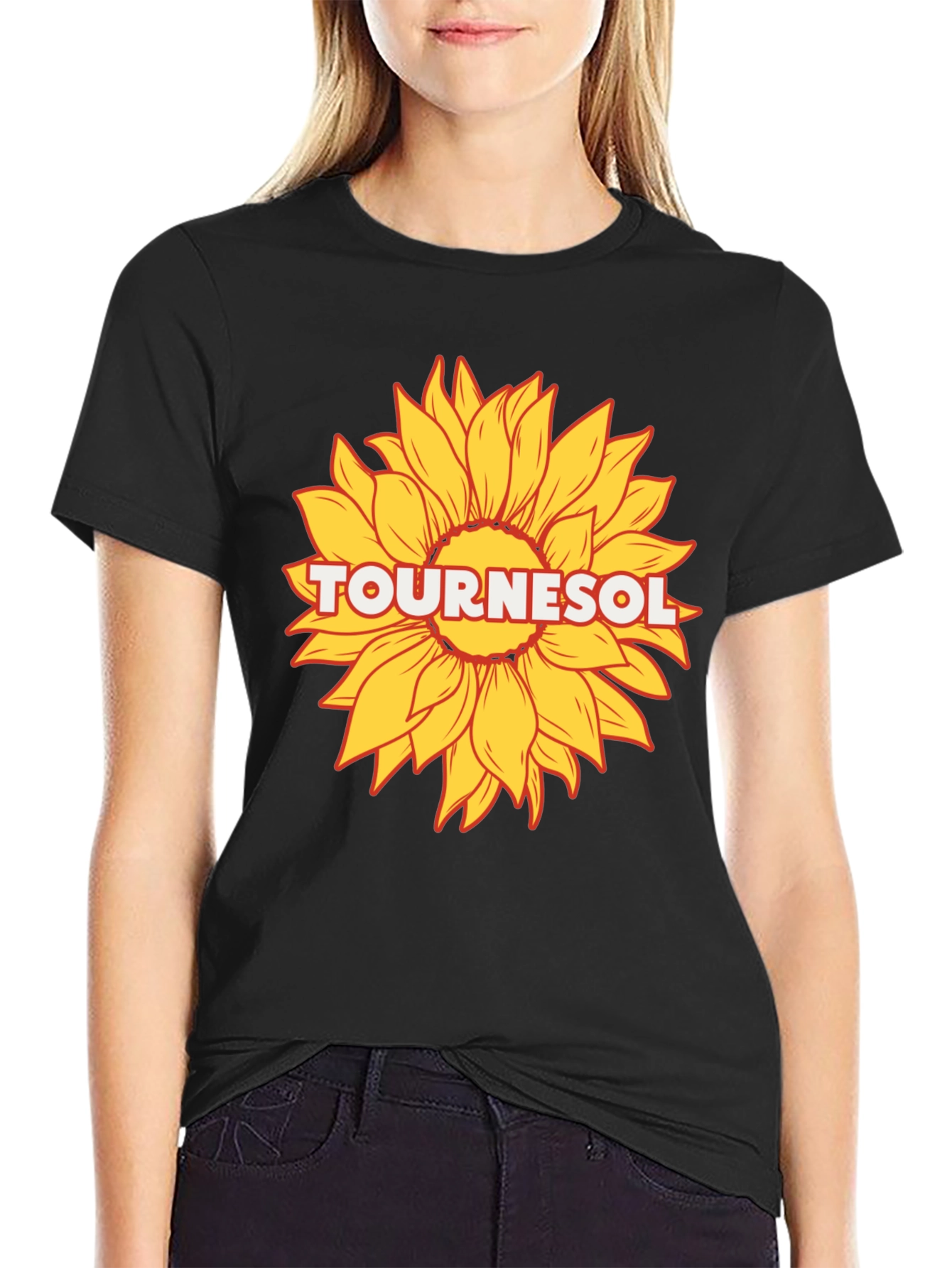 Tournesol Sunflower Graphic T-Shirt - Black Cotton Tee