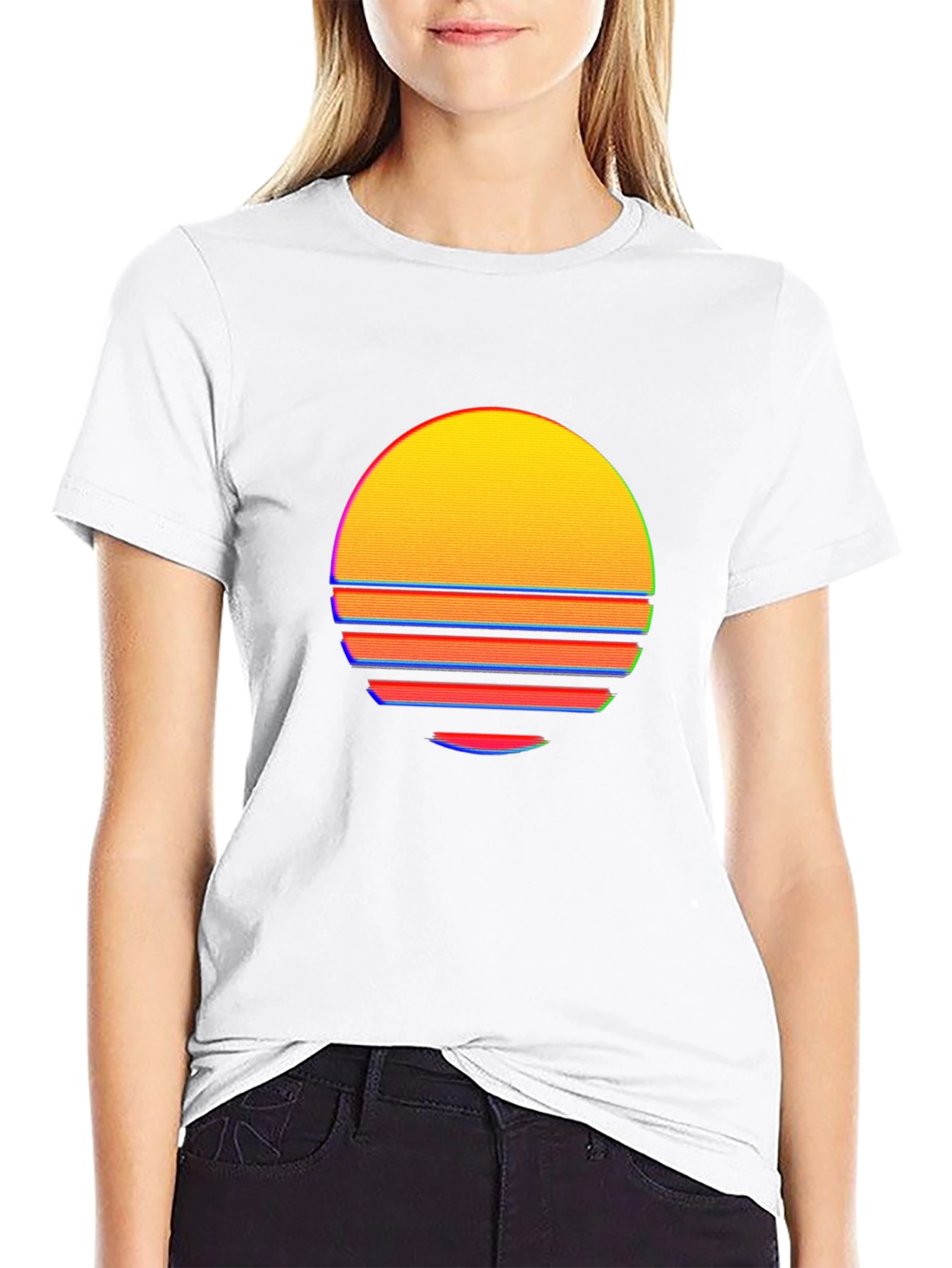 Retro Sunset Graphic Tee - Black