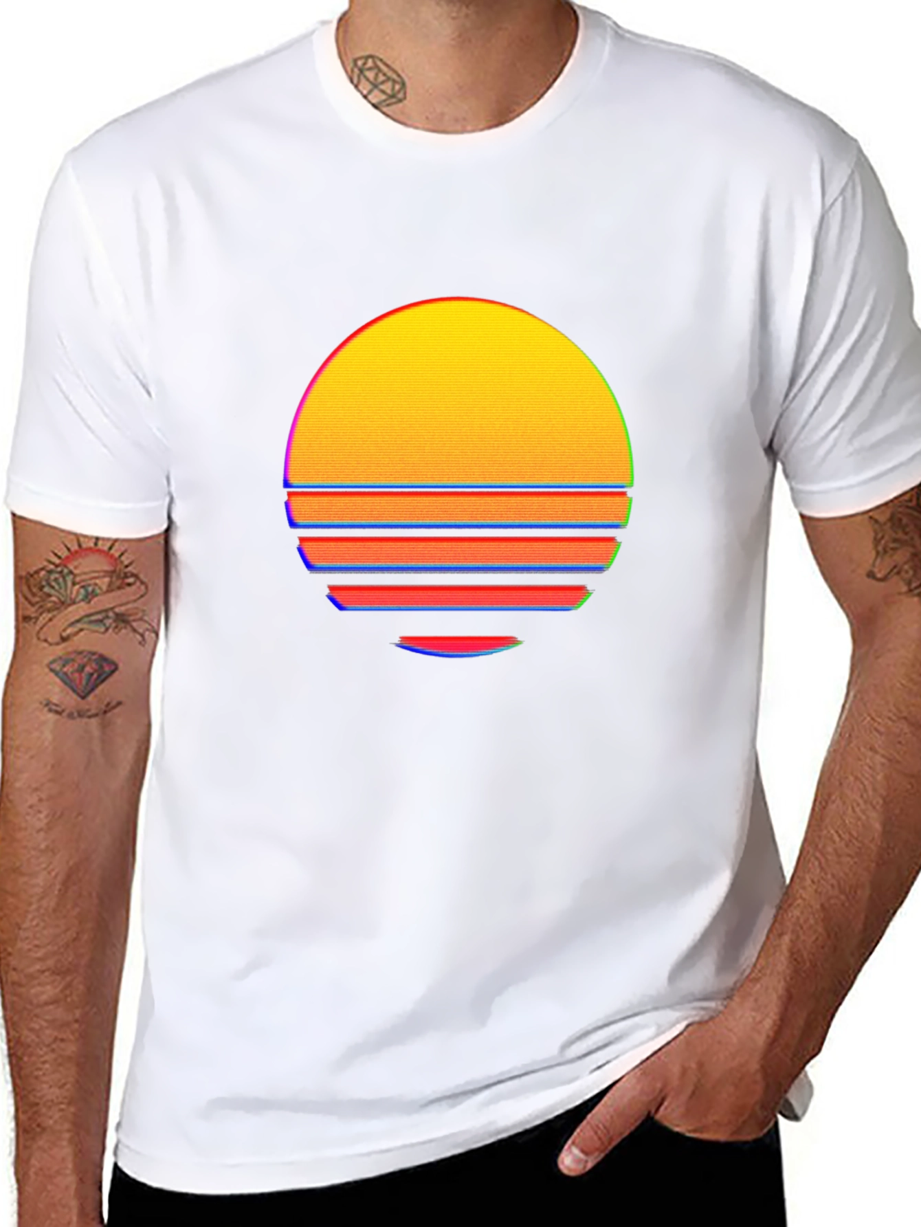Retro Sunset Graphic Tee - Black