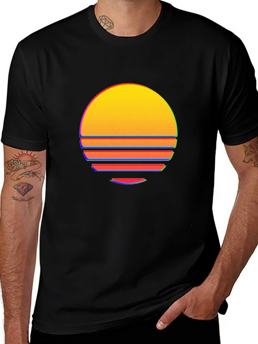 Retro Sunset Graphic Tee - Black
