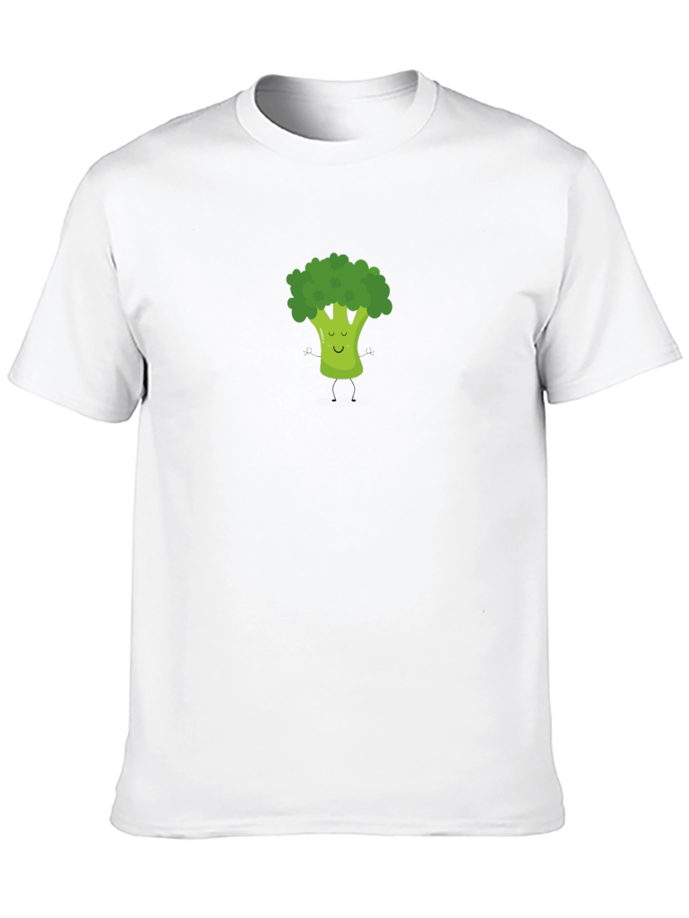 Broccoli Cartoon Graphic Print Black T-Shirt