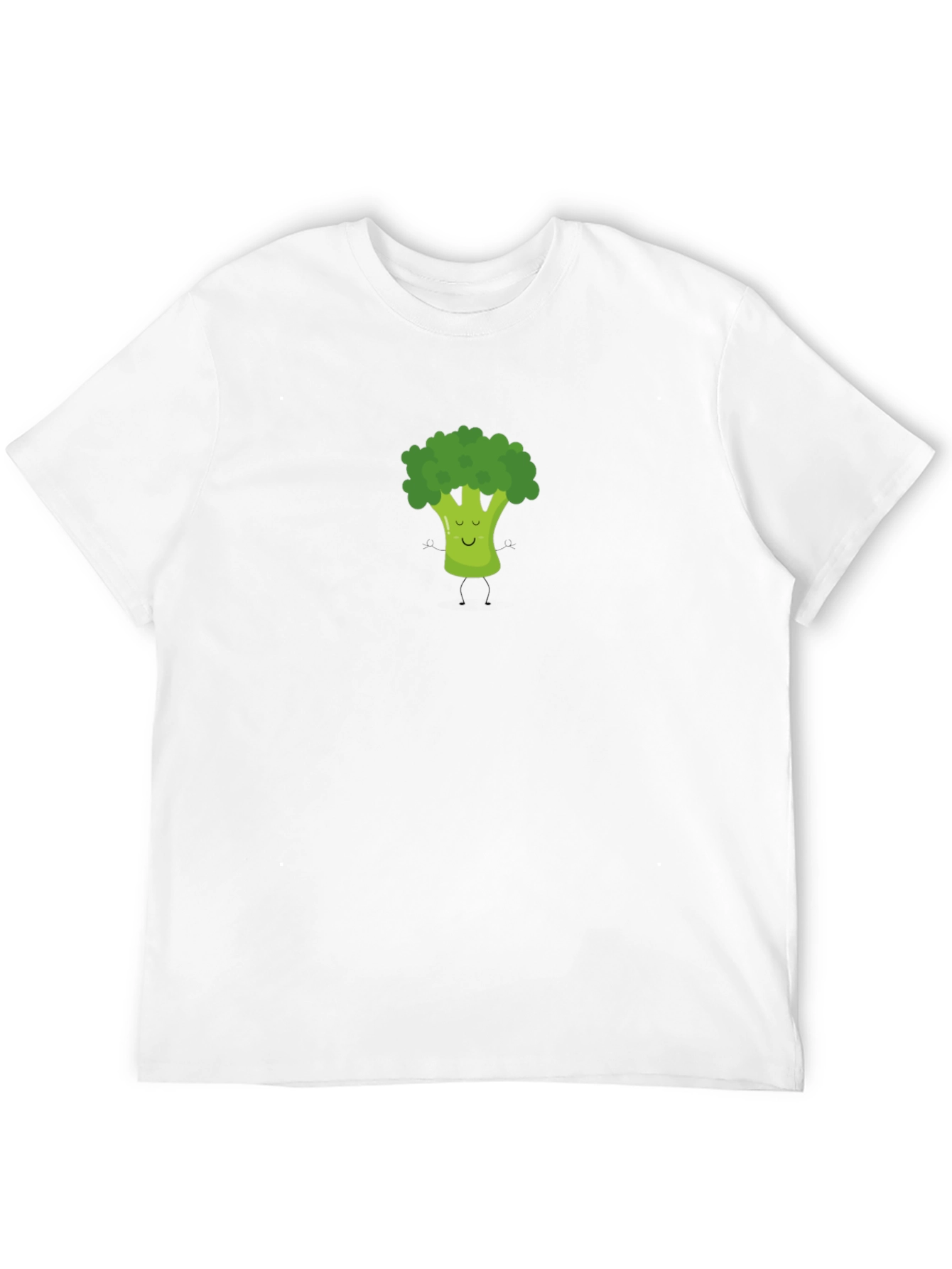 Broccoli Cartoon Graphic Print Black T-Shirt
