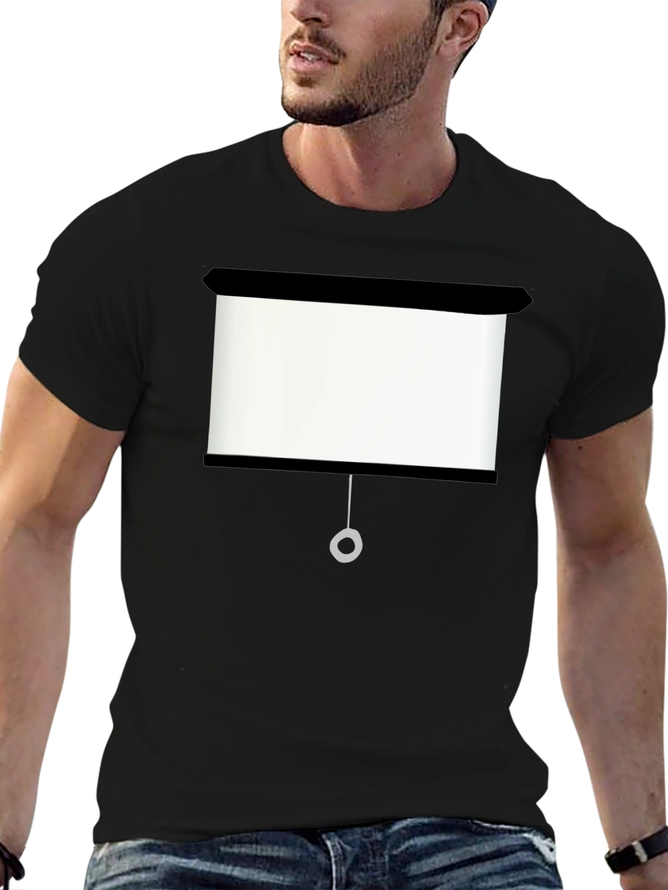 Projector Screen Graphic Tee - Black Cotton T-Shirt