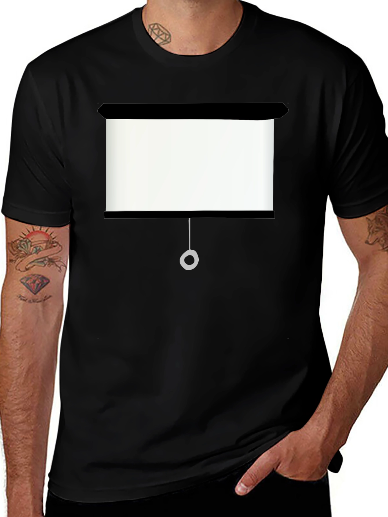 Projector Screen Graphic Tee - Black Cotton T-Shirt